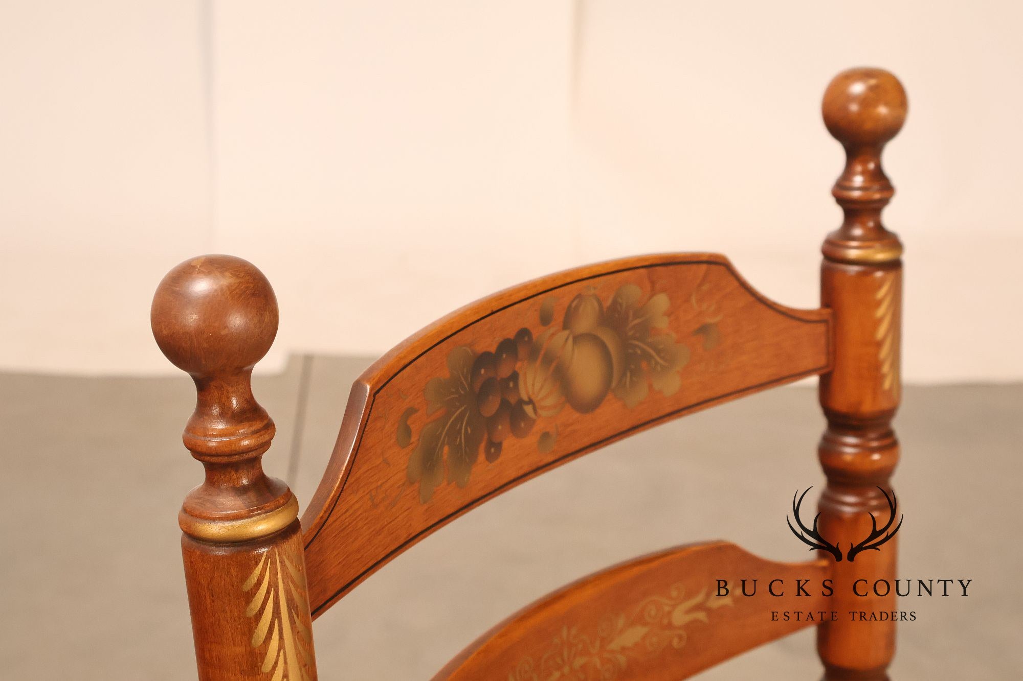 L. Hitchcock Set Of Six Rush Seat Dining Chairs with Stenciled Back