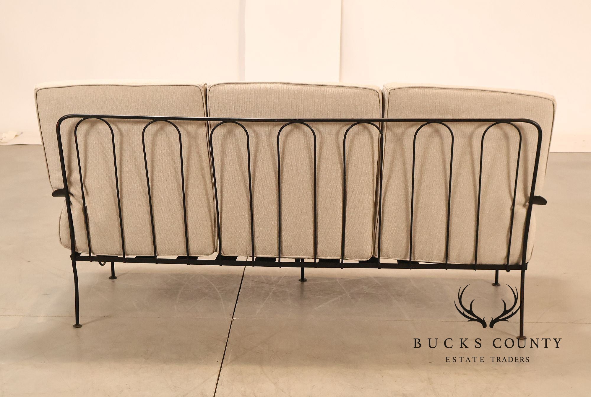 Vintage Wrought Iron Patio Garden Sofa With Cushions