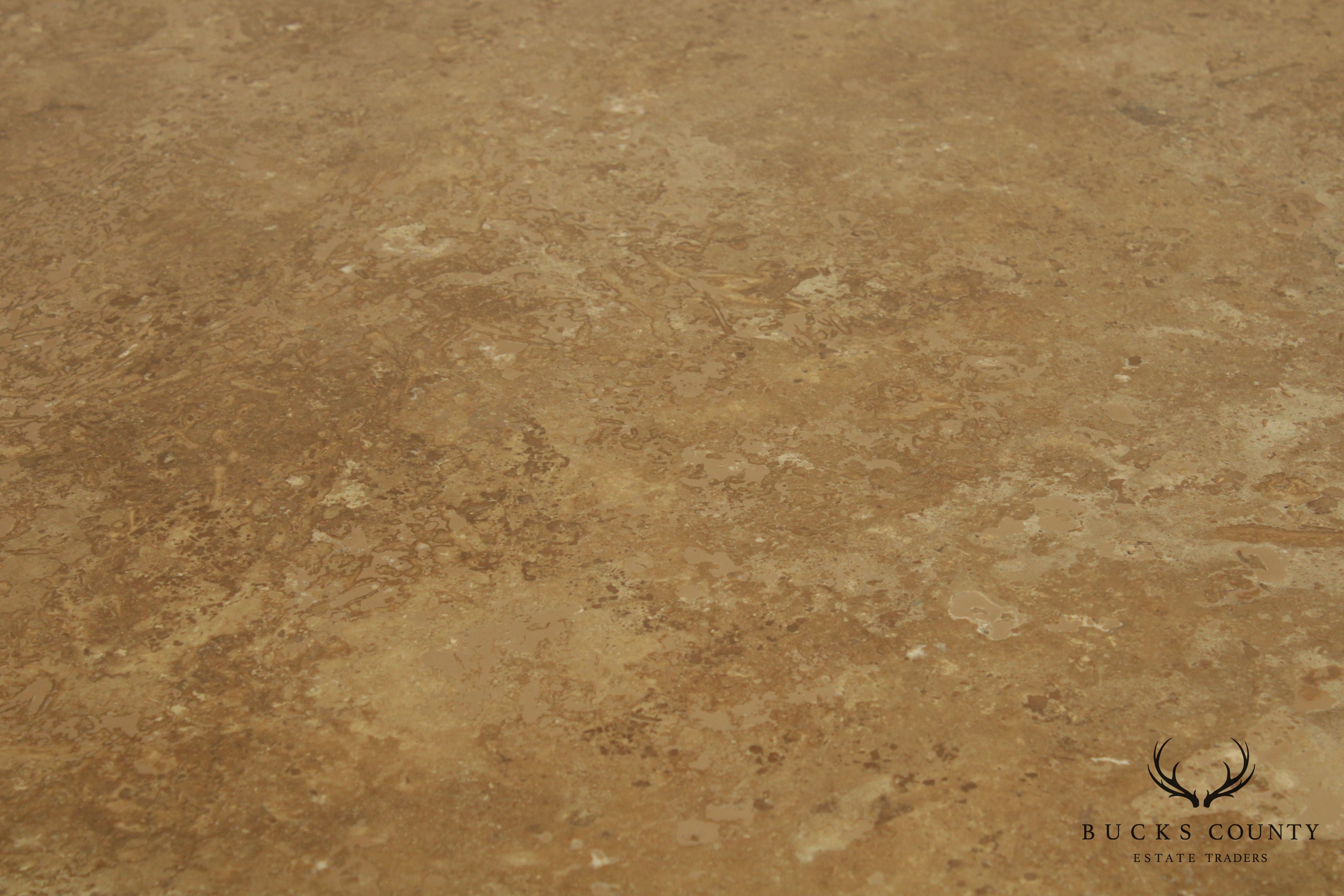 Hand Forged Iron Base 42" Pub Table Square Travertine Top