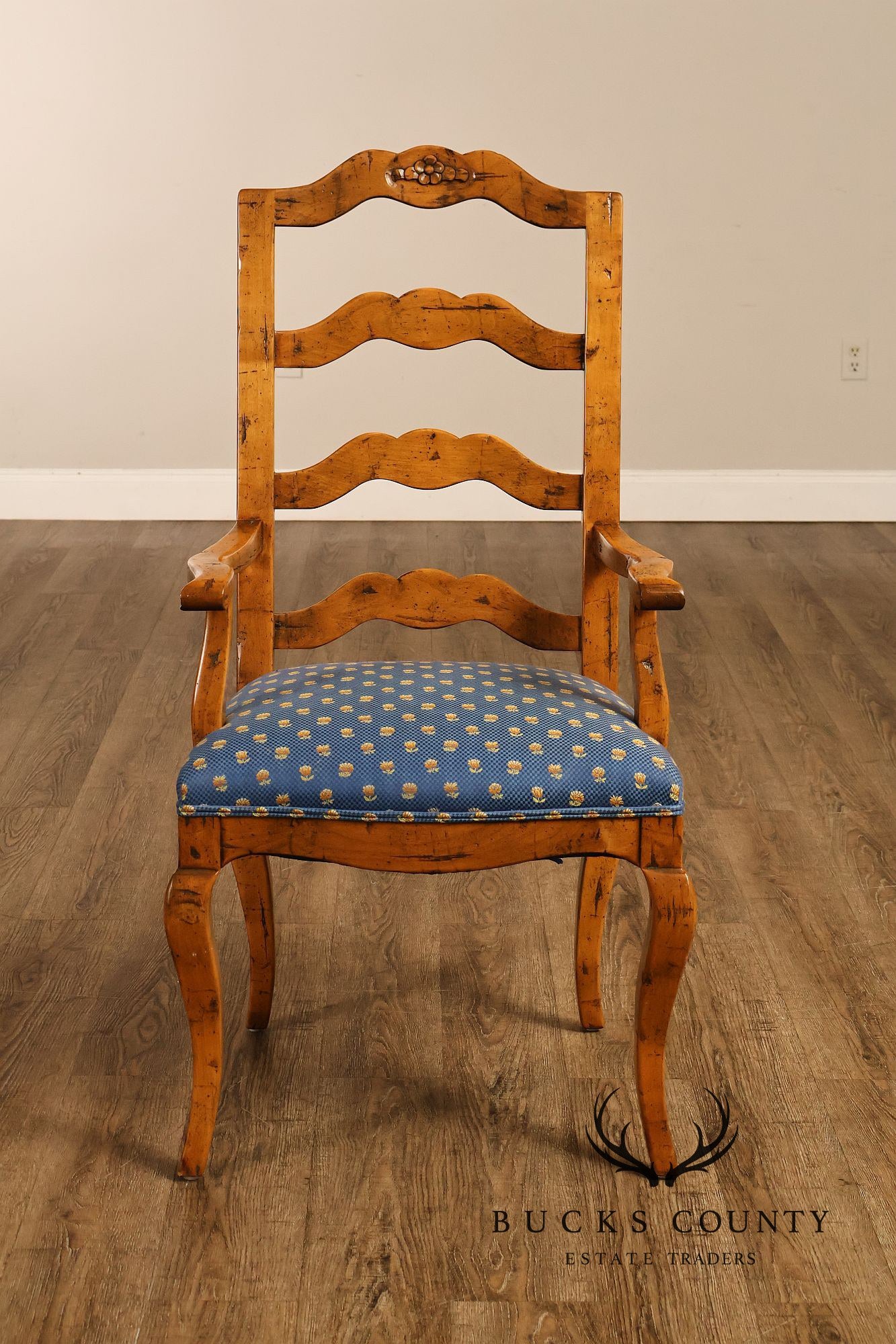 Guy Chaddock Basque Hickory Set Of Eight French Country Ladder Back Dining Chairs