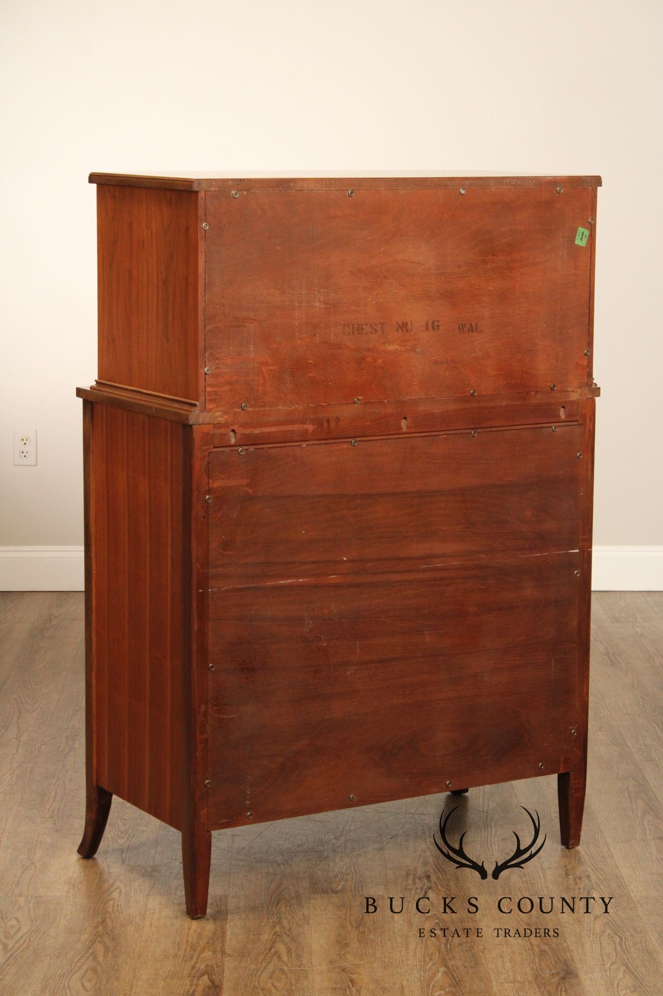 1940's Hepplewhite Style Inlaid Walnut Chest on Chest