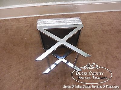 Italian Mid Century Modern Chrome X Base Bench Ottoman