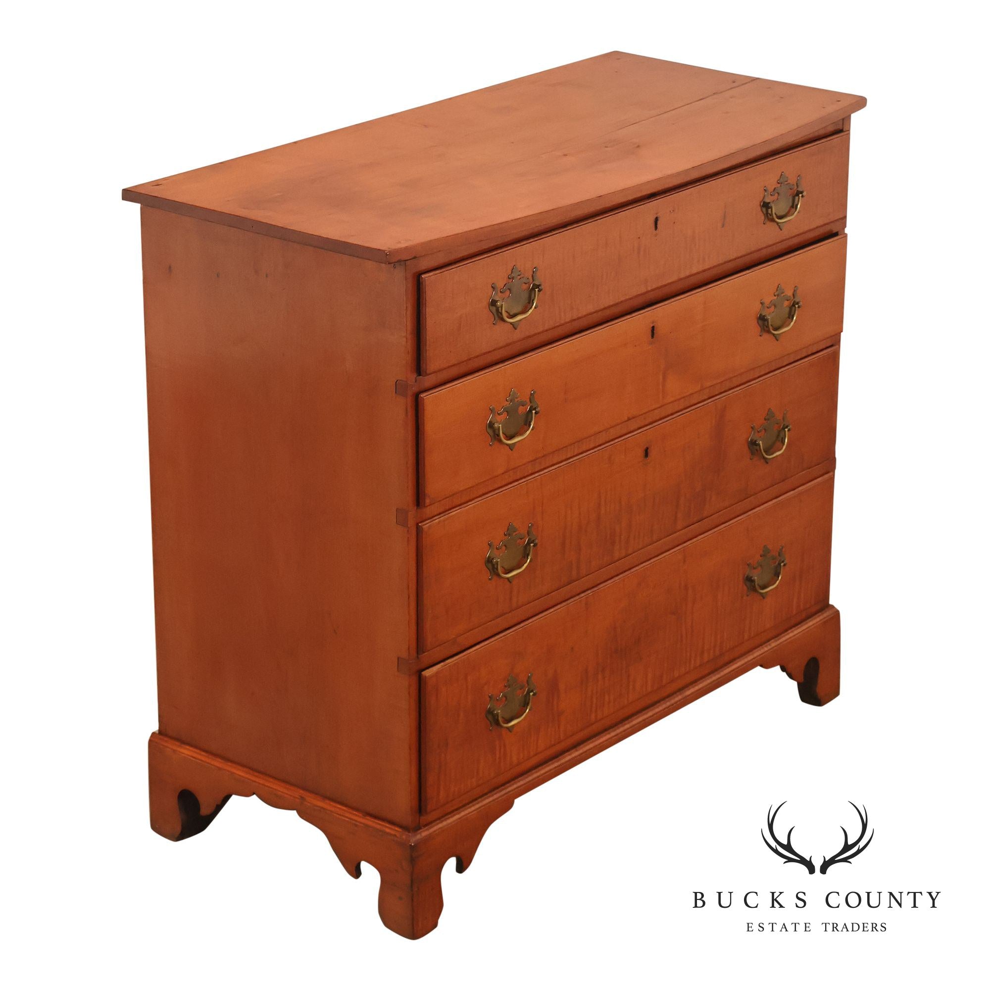 Antique American Chippendale Tiger Maple Chest