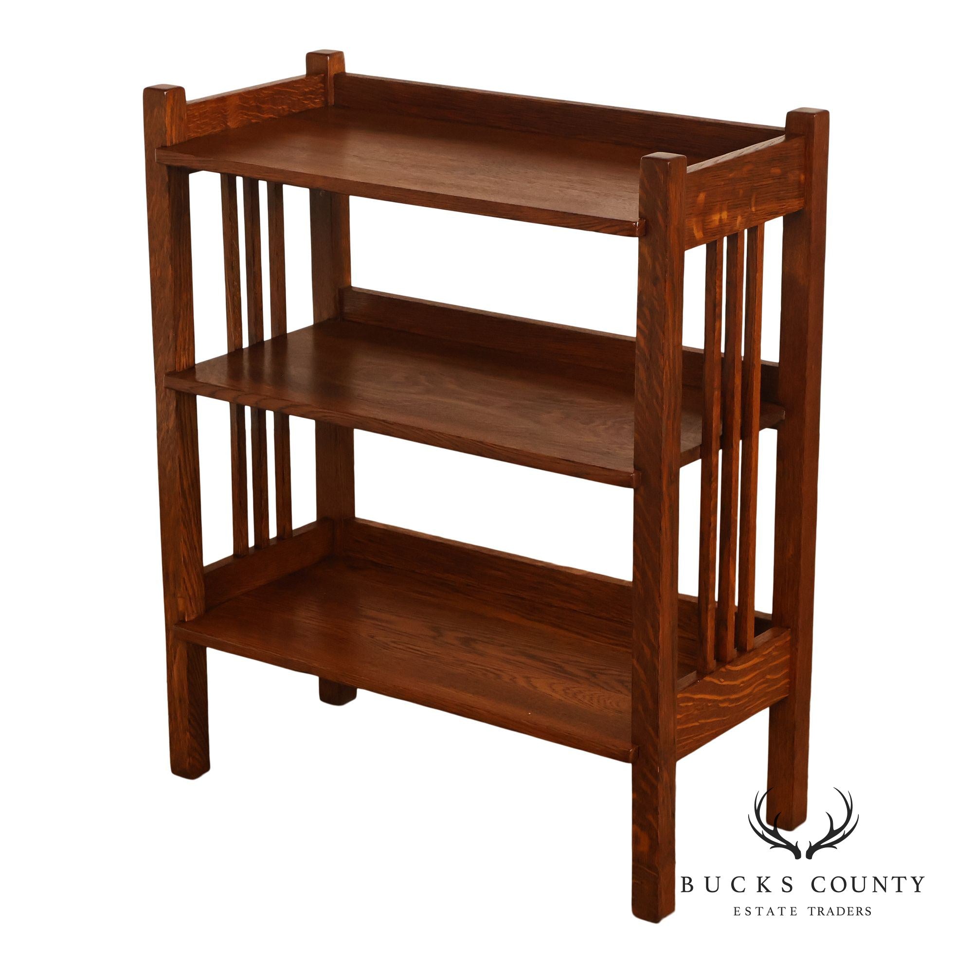 Antique Stickley Brothers Mission Oak Magazine Stand Bookcase