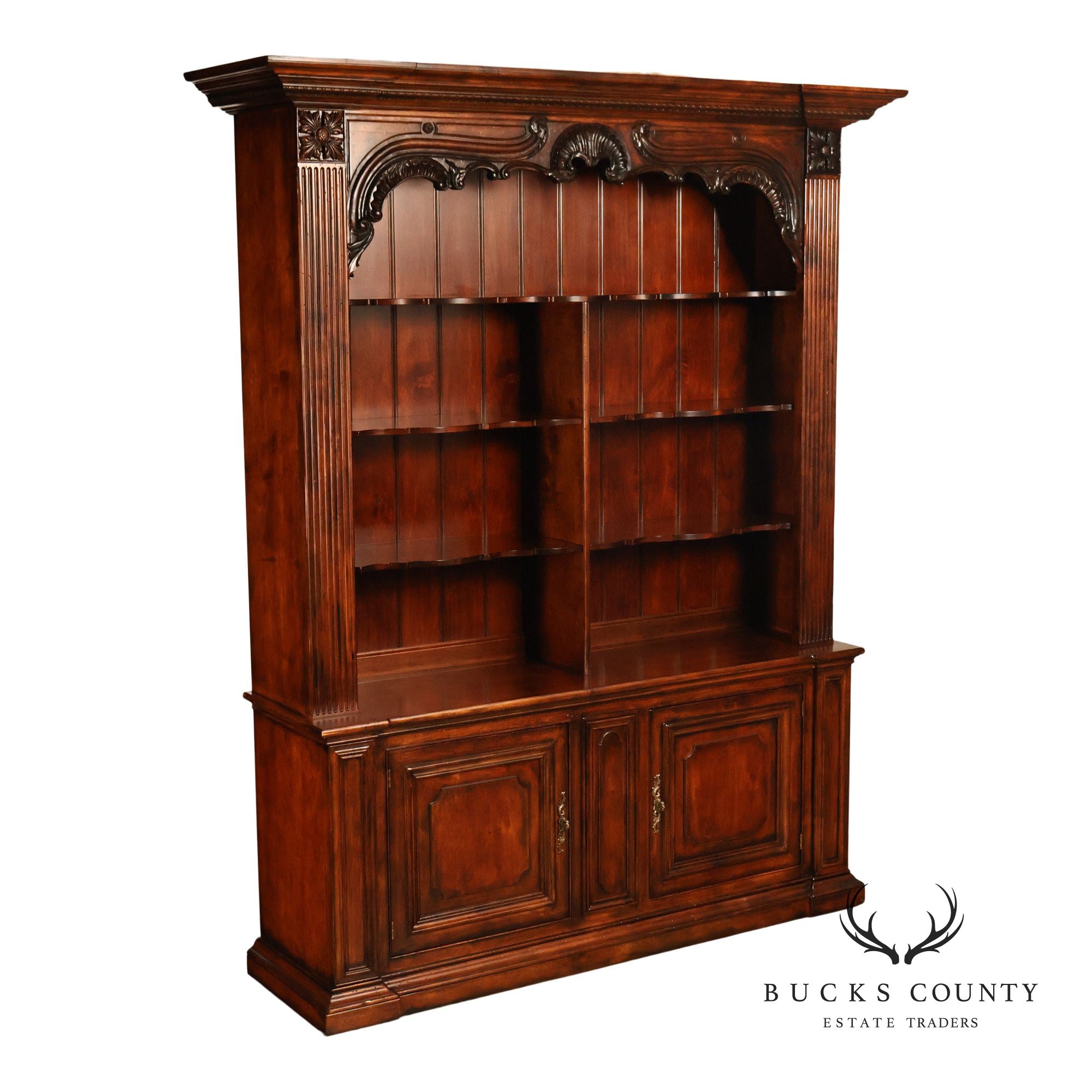 Henredon Monumental Rococo Style Carved Open Bookcase