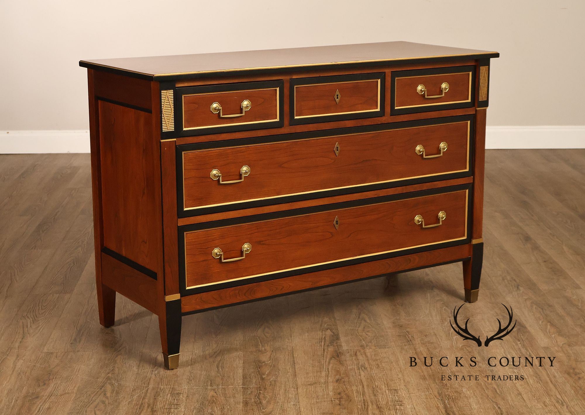 Stickley Directore Style Cherry And Ebonized Chest Of Drawers