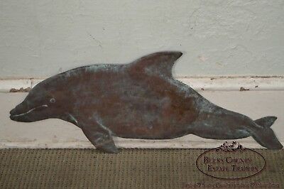 Hammered Copper Weathered Dolphin Wall Sculpture