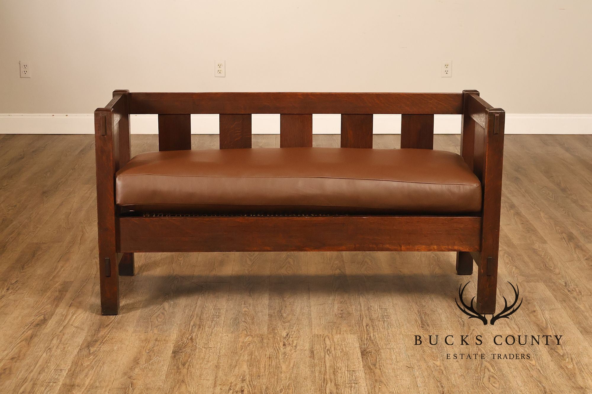 Gustav Stickley Antique  Mission Oak Hall Settle Model 205