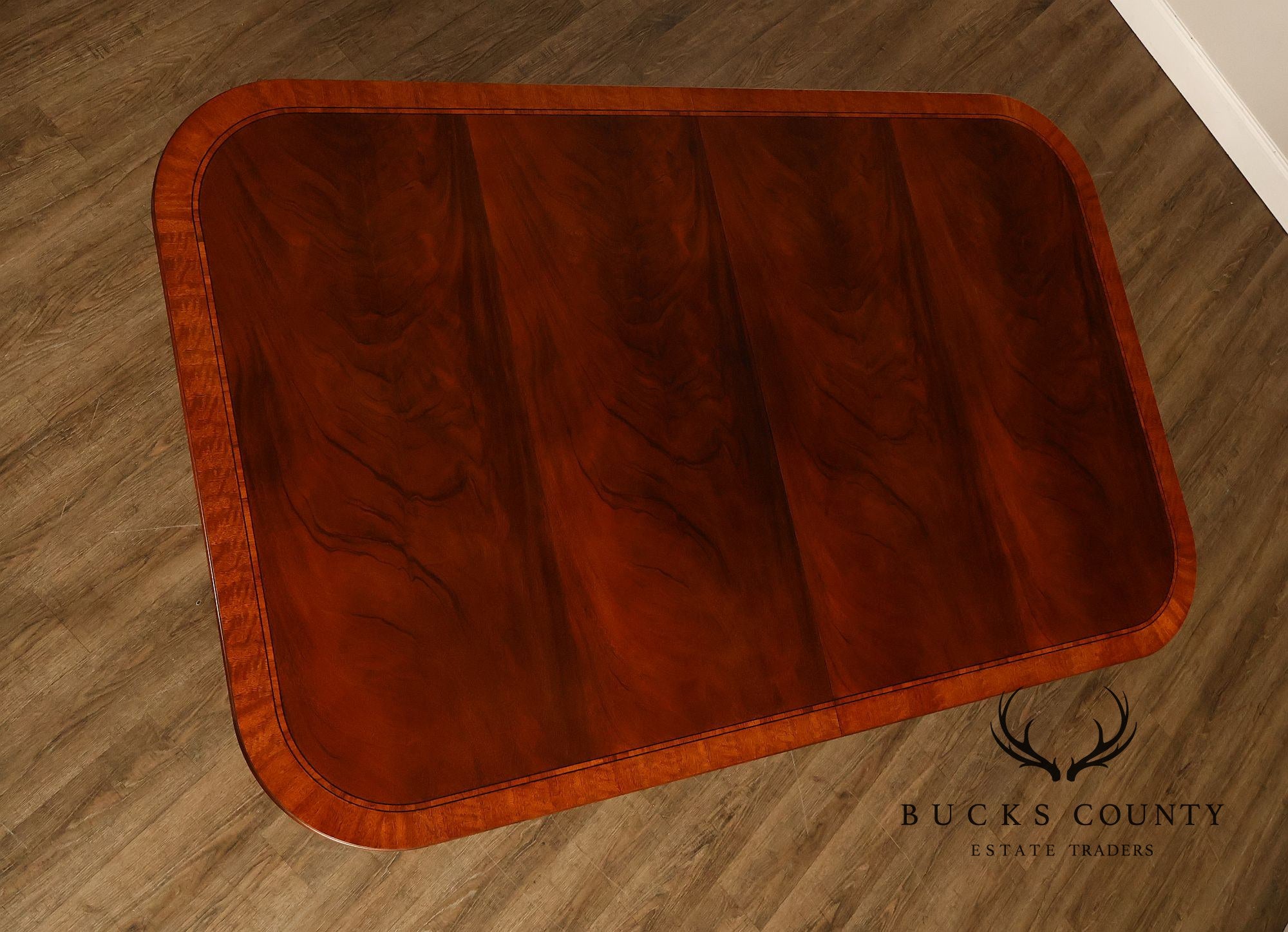 Craftique Mahogany Dining Table With Satin Wood Banding- 4 Leaves