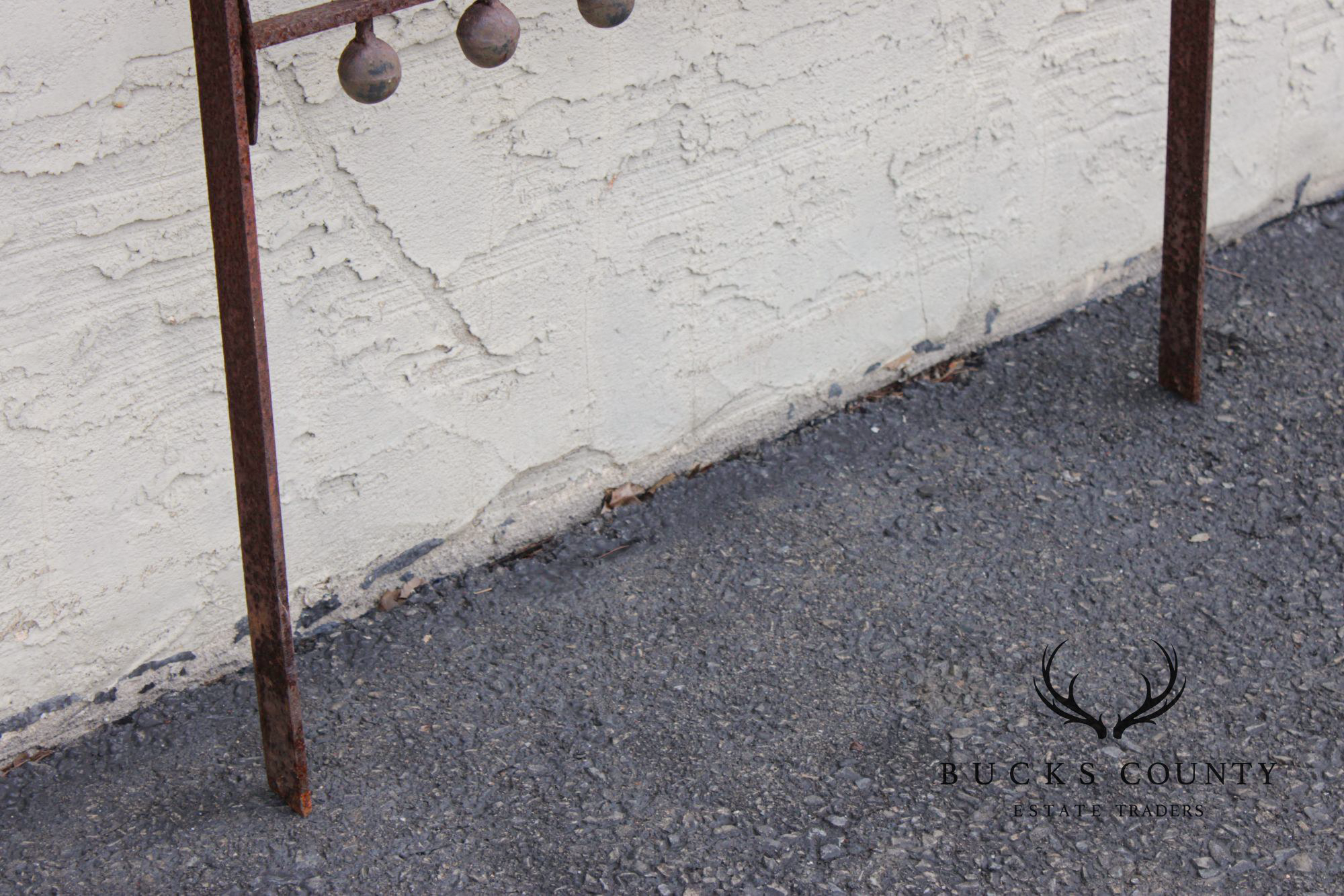 Antique Cast Iron Garden Fence Section With Spear Finials And Star Motif