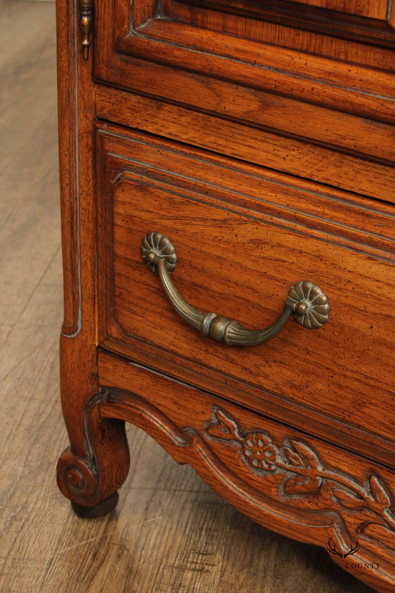 FRENCH COUNTRY STYLE CARVED OAK TWO DOOR ARMOIRE