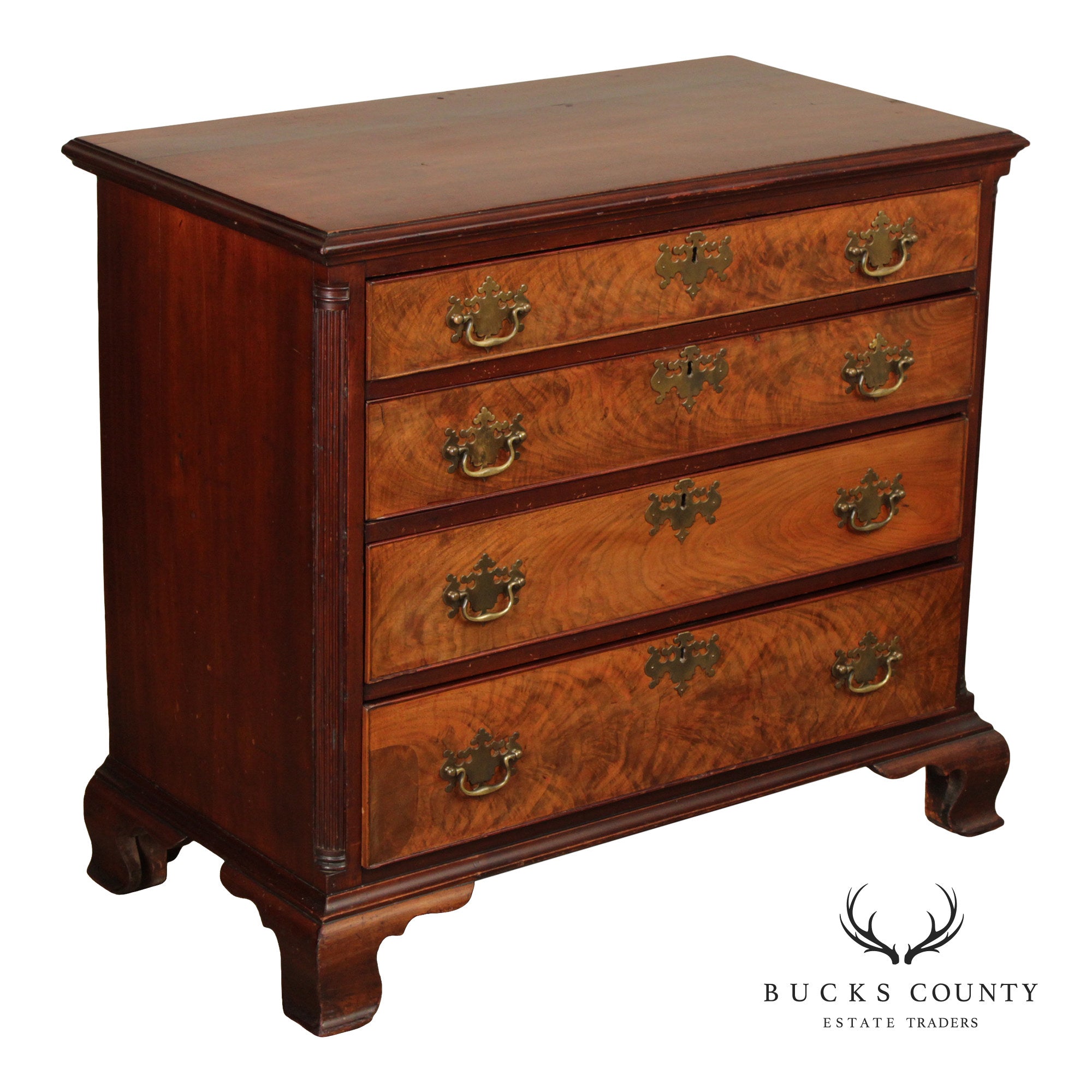 Antique American Chippendale Style Mahogany Chest Of Drawers