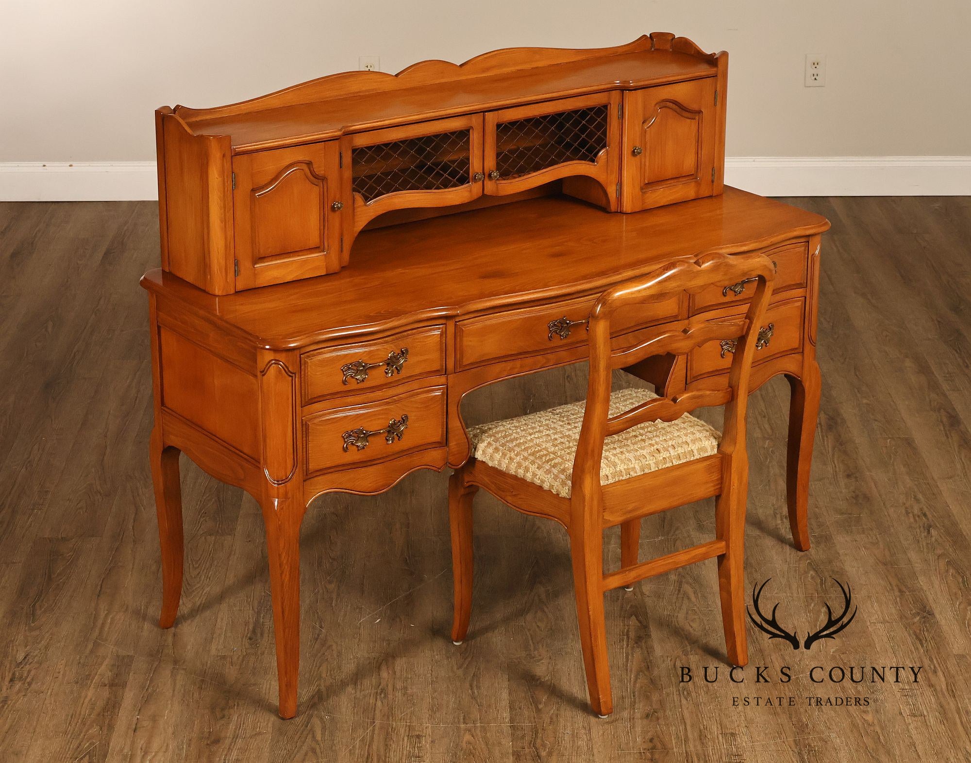 Davis Cabinet Company French Provincial Style Desk With Hutch And Chair