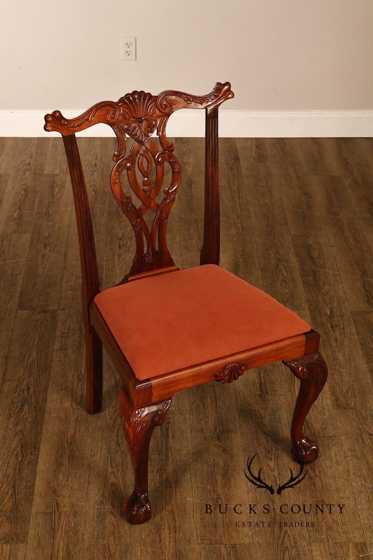 Chippendale Style Set Of 4 Carved Mahogany Side Dining Chairs