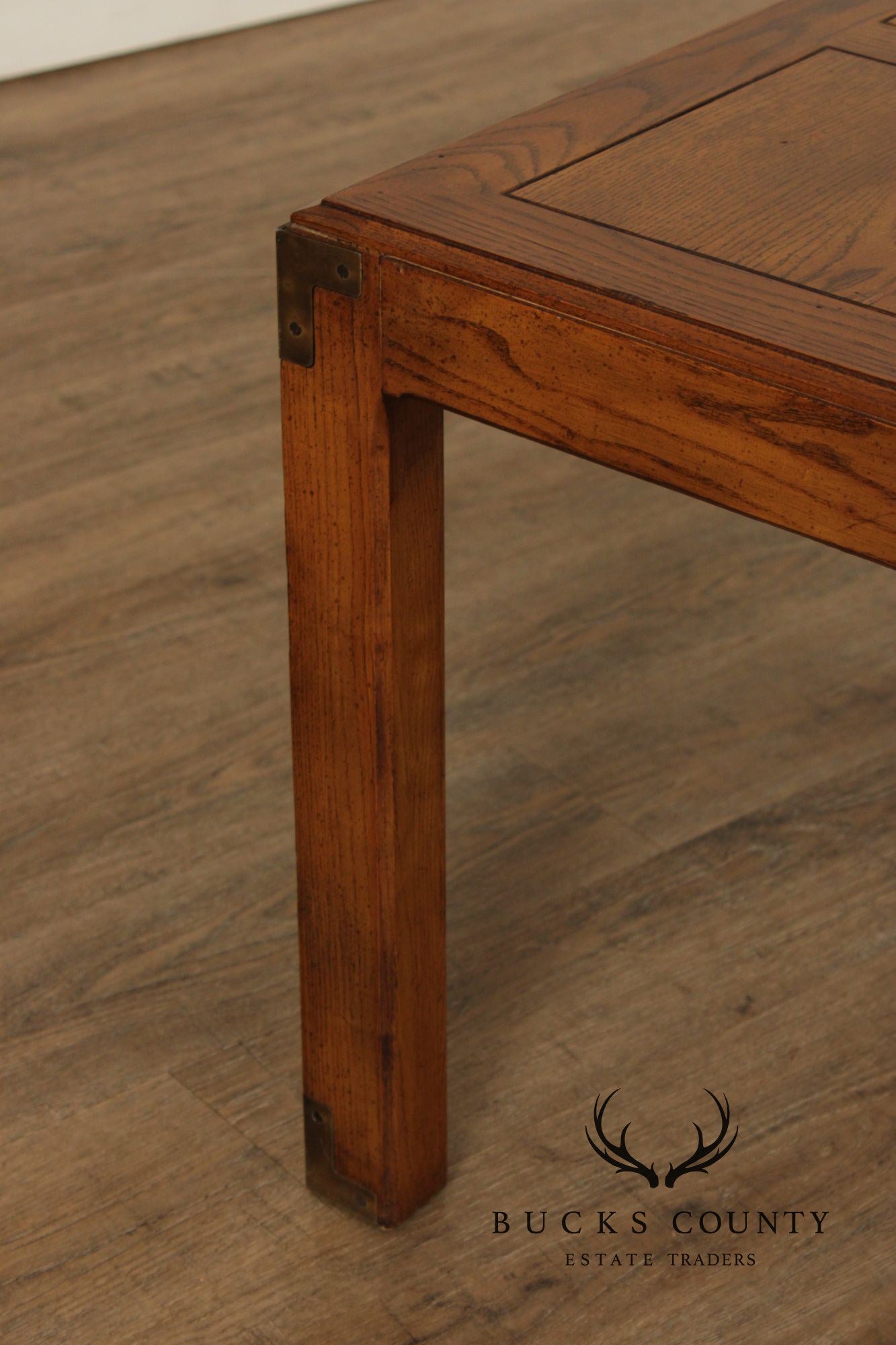 Henredon 'Artefacts' Oak and Brass Campaign End Table