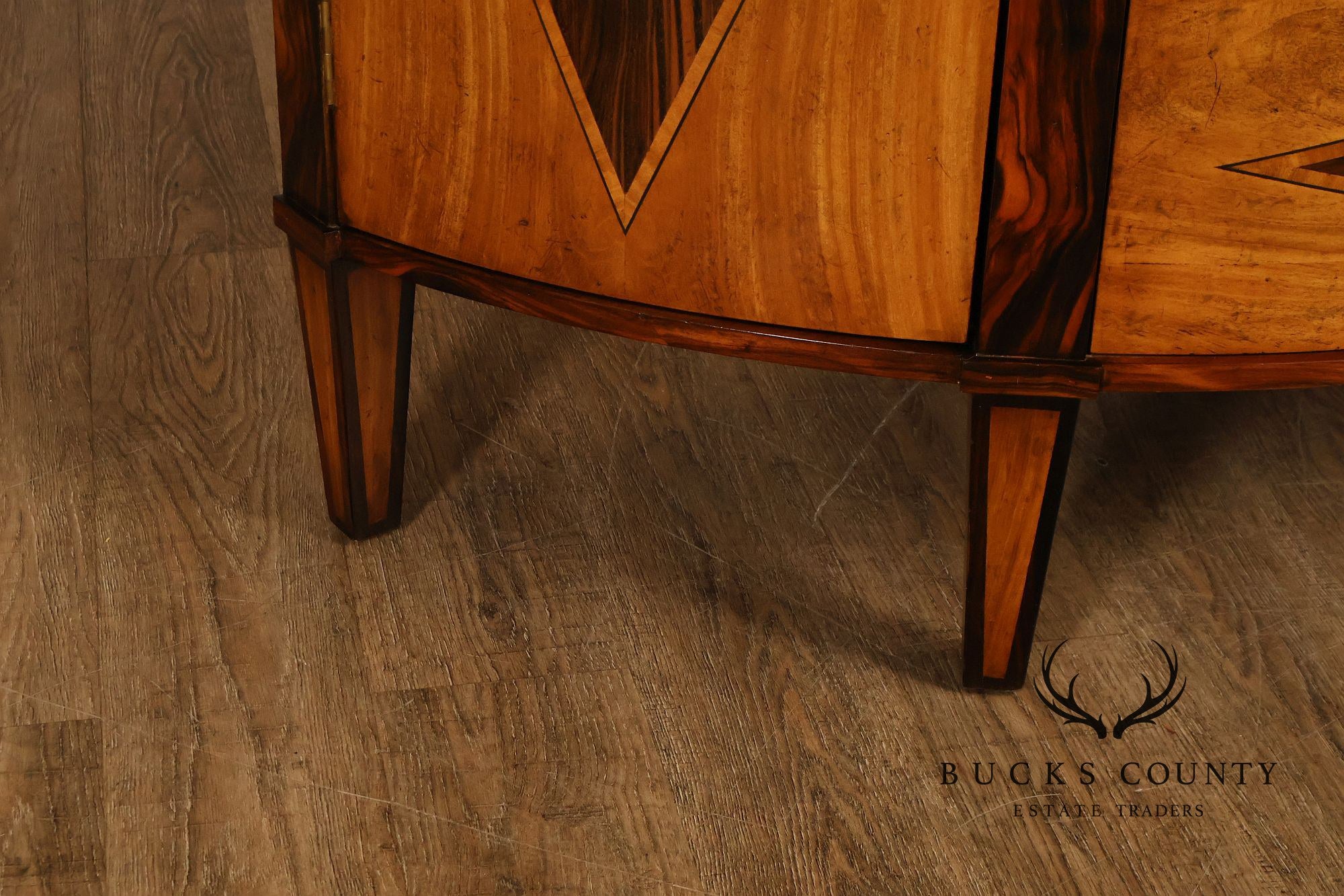 John-Richard Ebony Inlaid Satinwood Demilune Chest