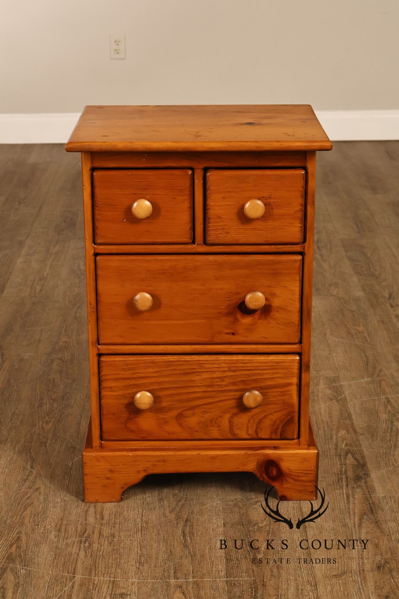 Rustic Pine Four-Drawer Nightstand