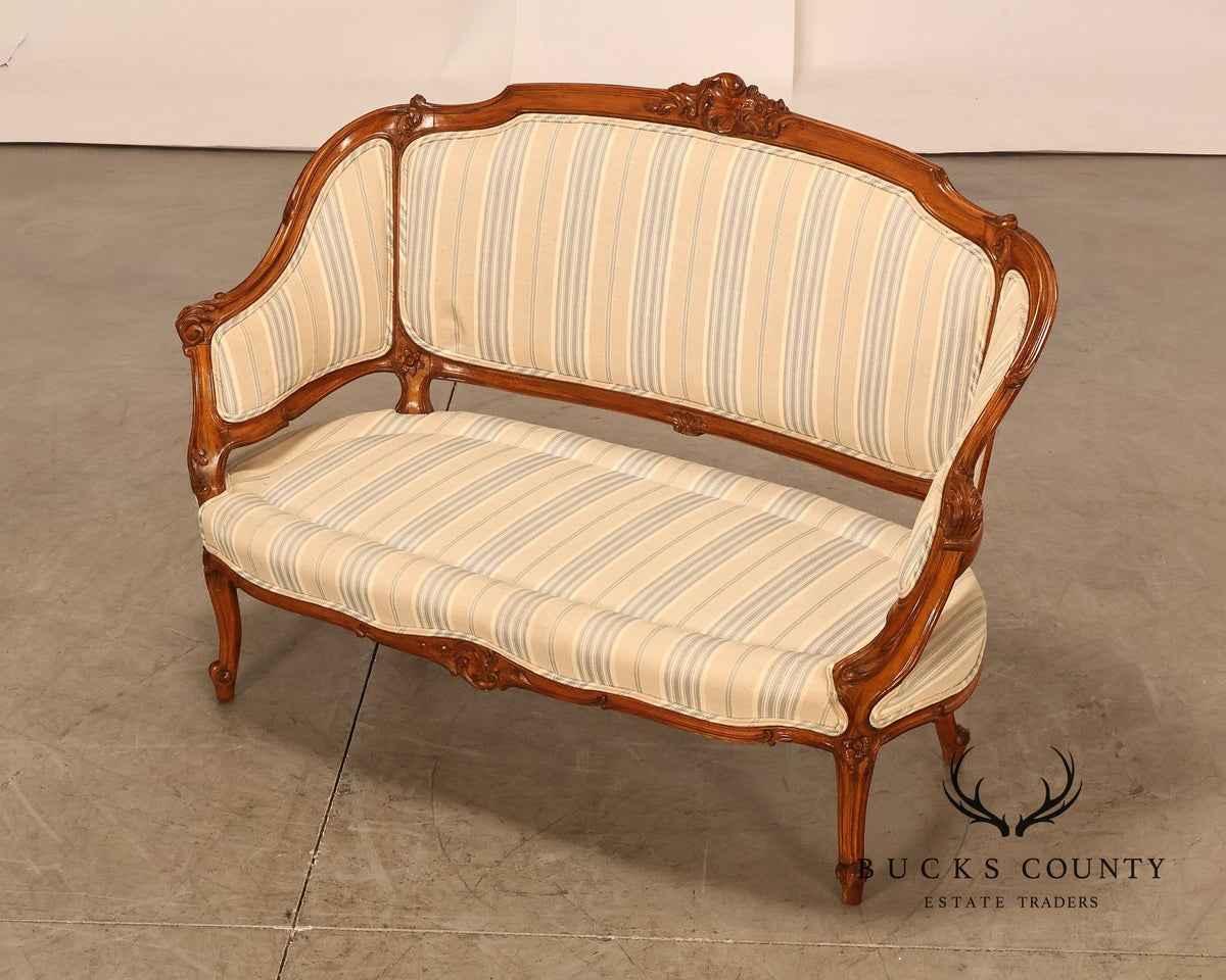 French Louis XV Style Carved Loveseat Settee