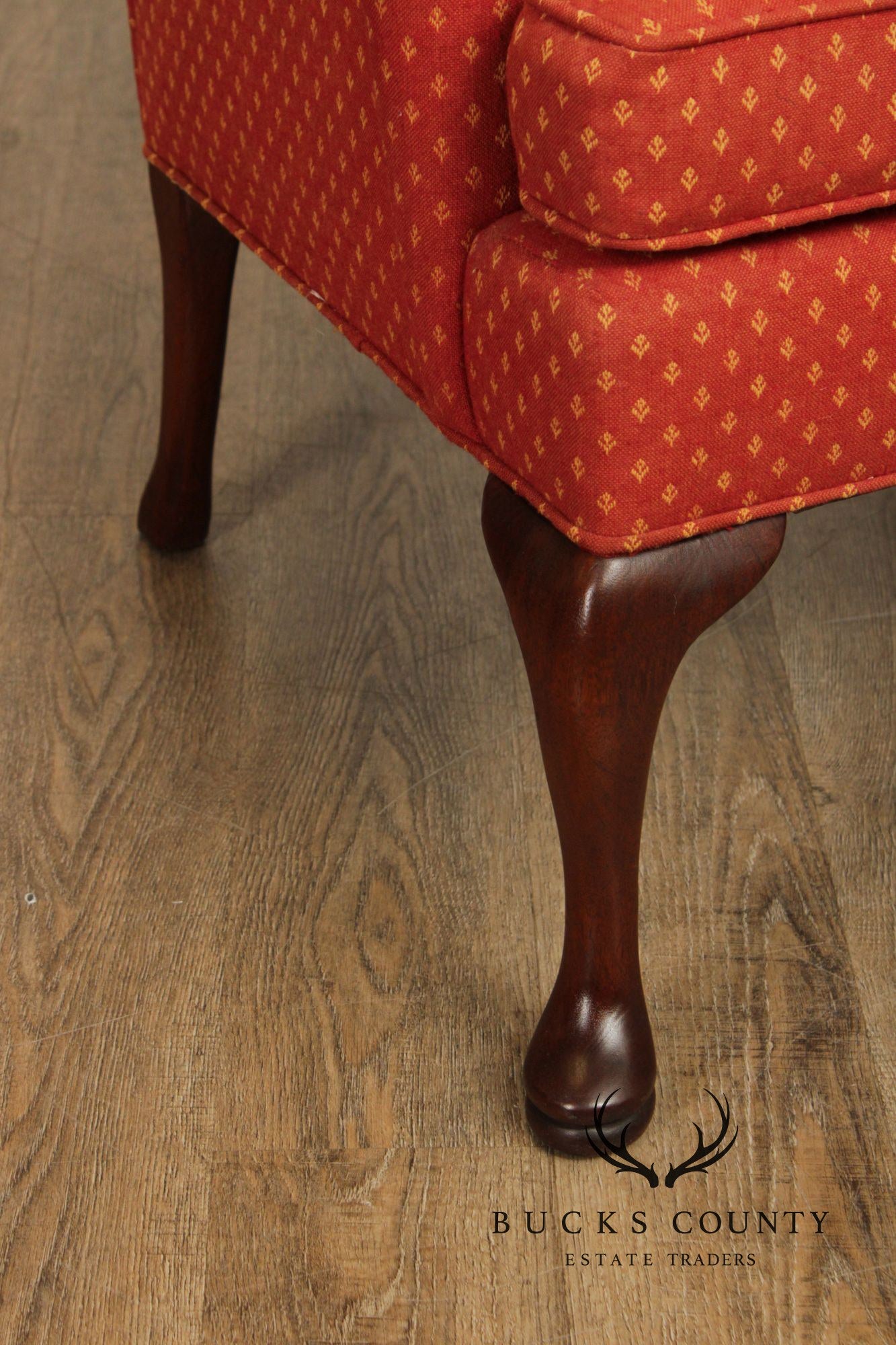 Hickory Chair Vintage Pair Of Queen Anne Style Wing Chairs