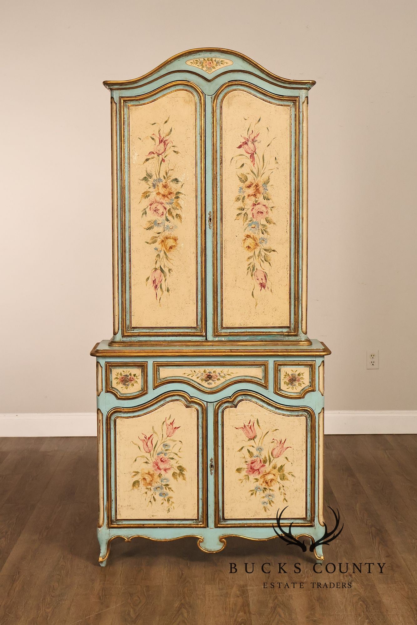 Venetian Style Hand Painted Florentine Cabinet On Stand