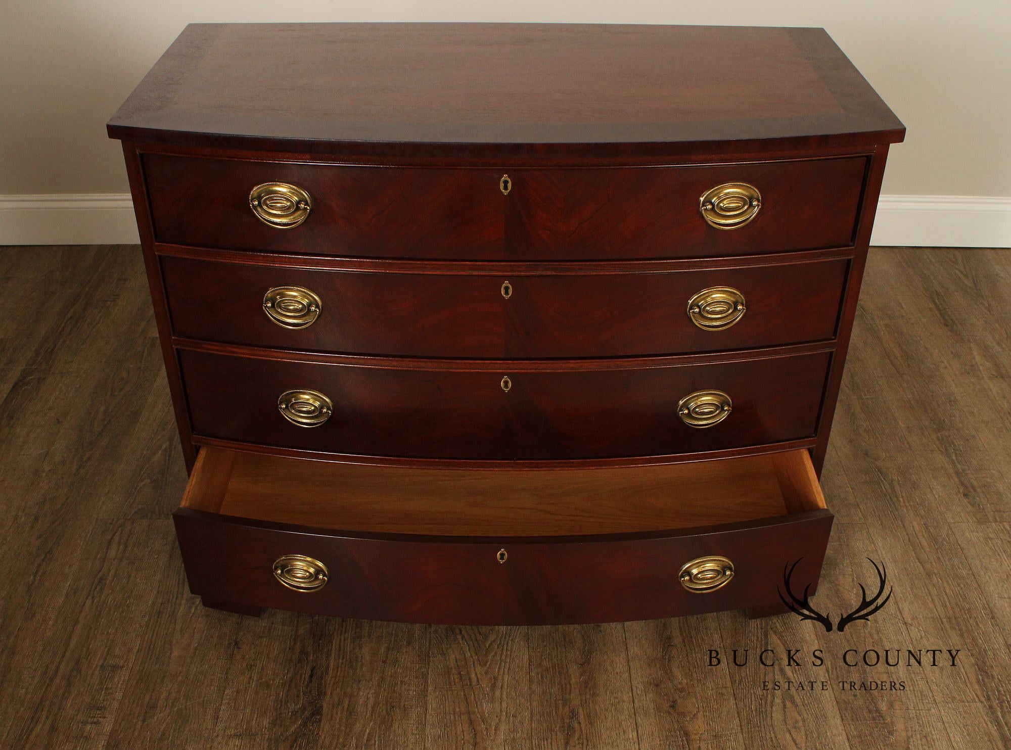 Ethan Allen 18th Century Mahogany Collection Bowfront Chest