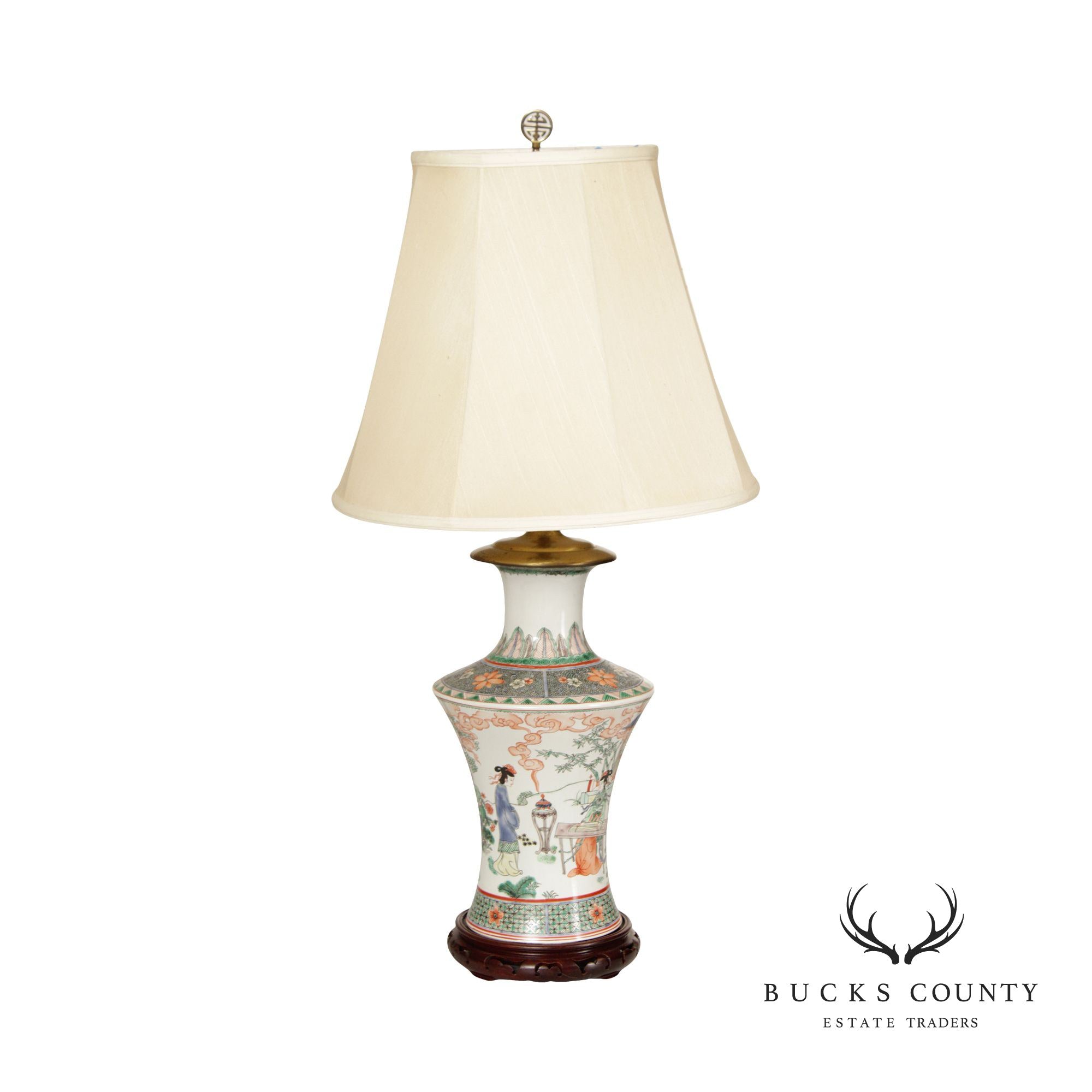 Chinese Enameled Porcelain Vasiform Table Lamp