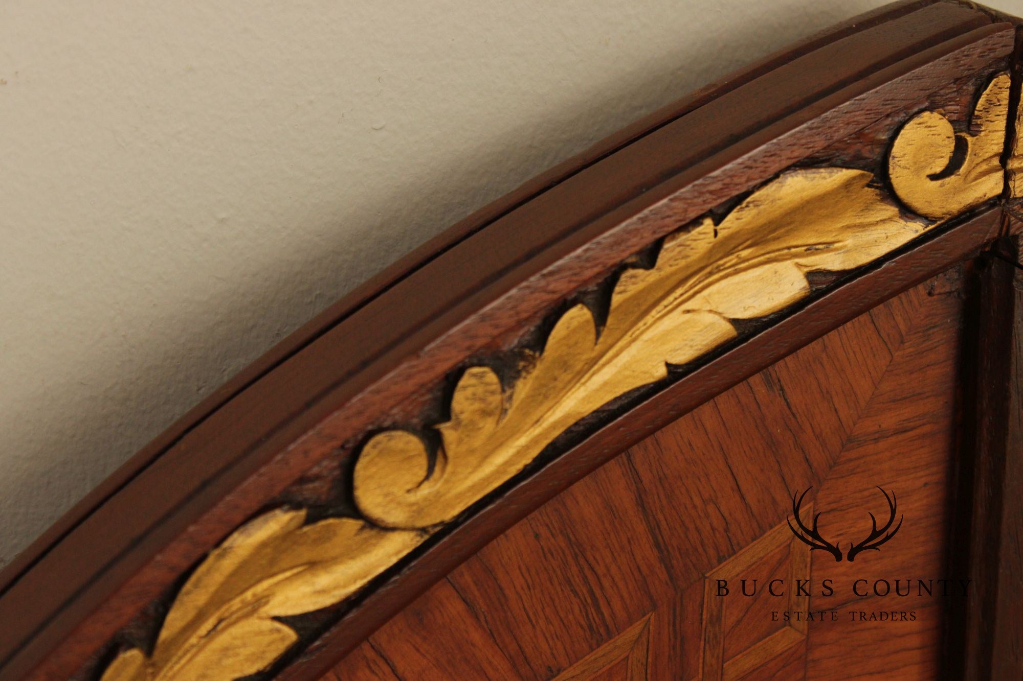 1930's French Louis XV Style Inlaid Satinwood King Headboard