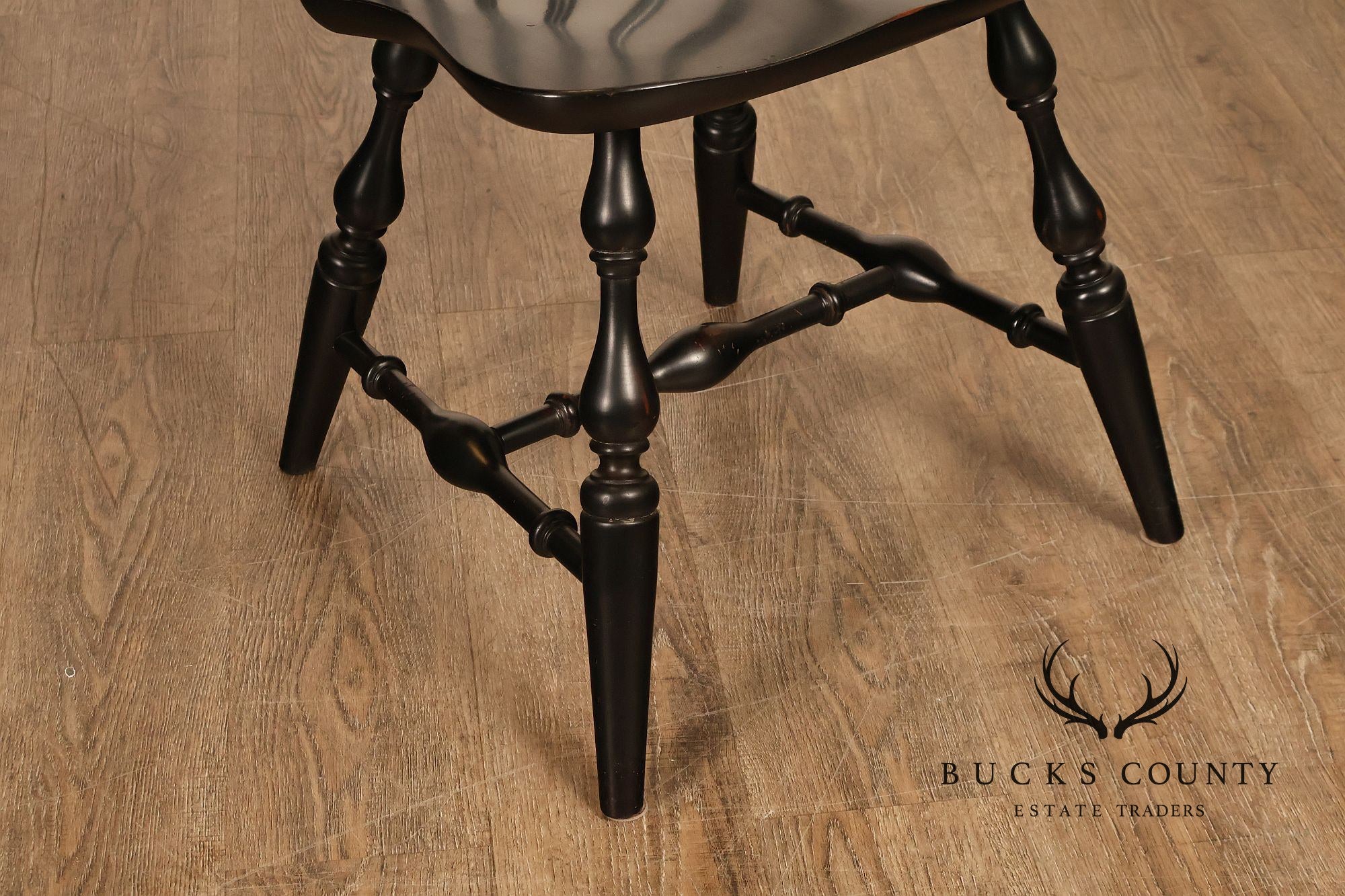 Nichols And Stone Set Of Six Black Windsor Dining Chairs