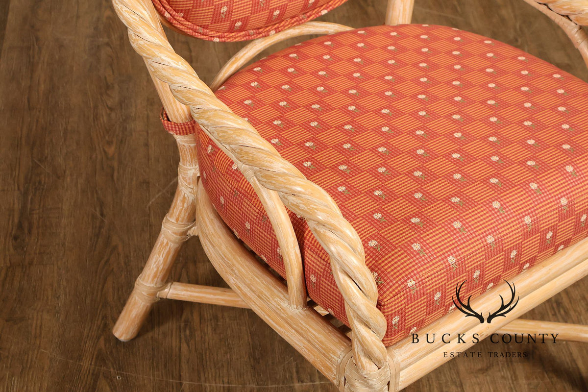 McGuire Set of Four Twisted Rattan Armchairs