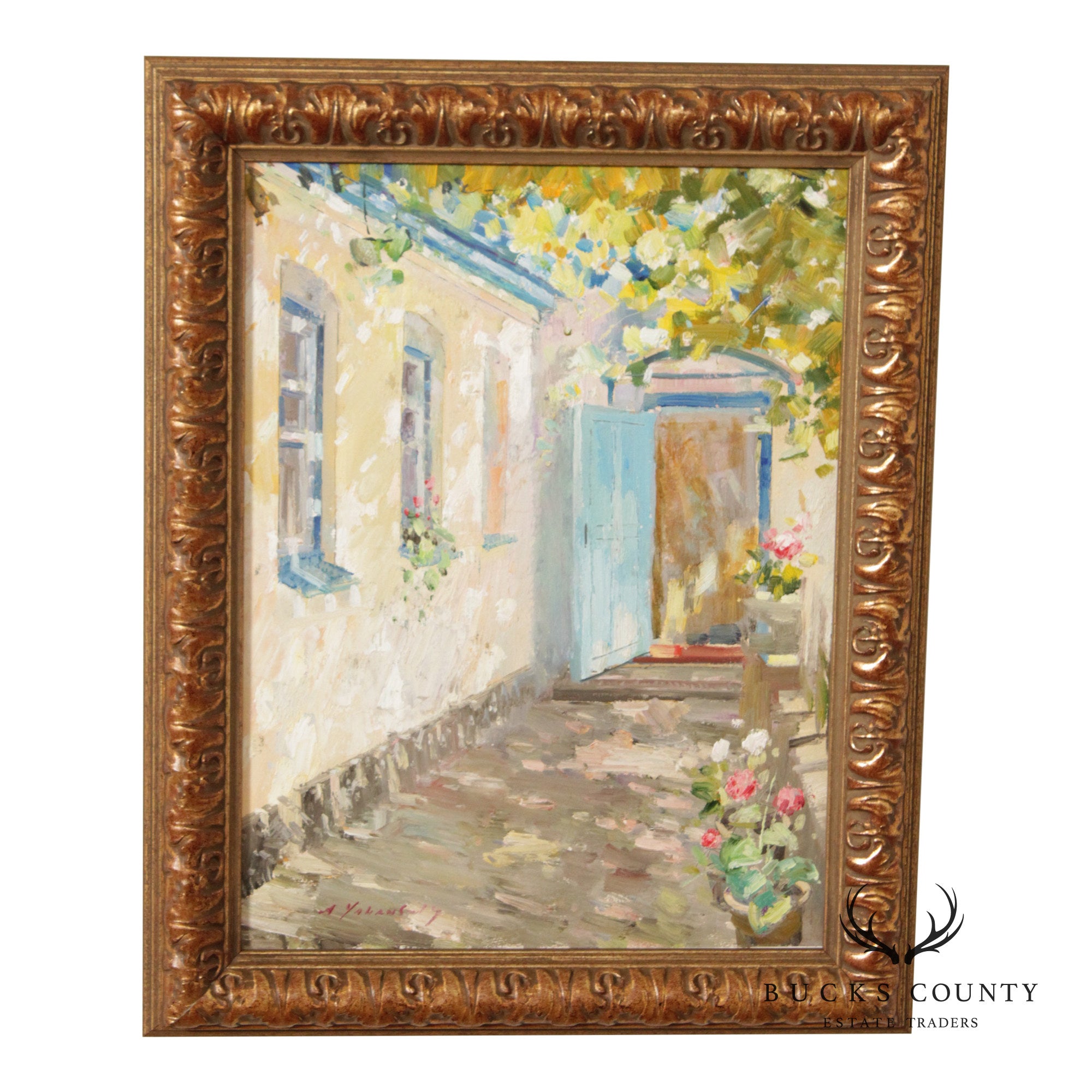 Amy Yalanskyi Impressionist Style Oil Painting, Courtyard Afternoon