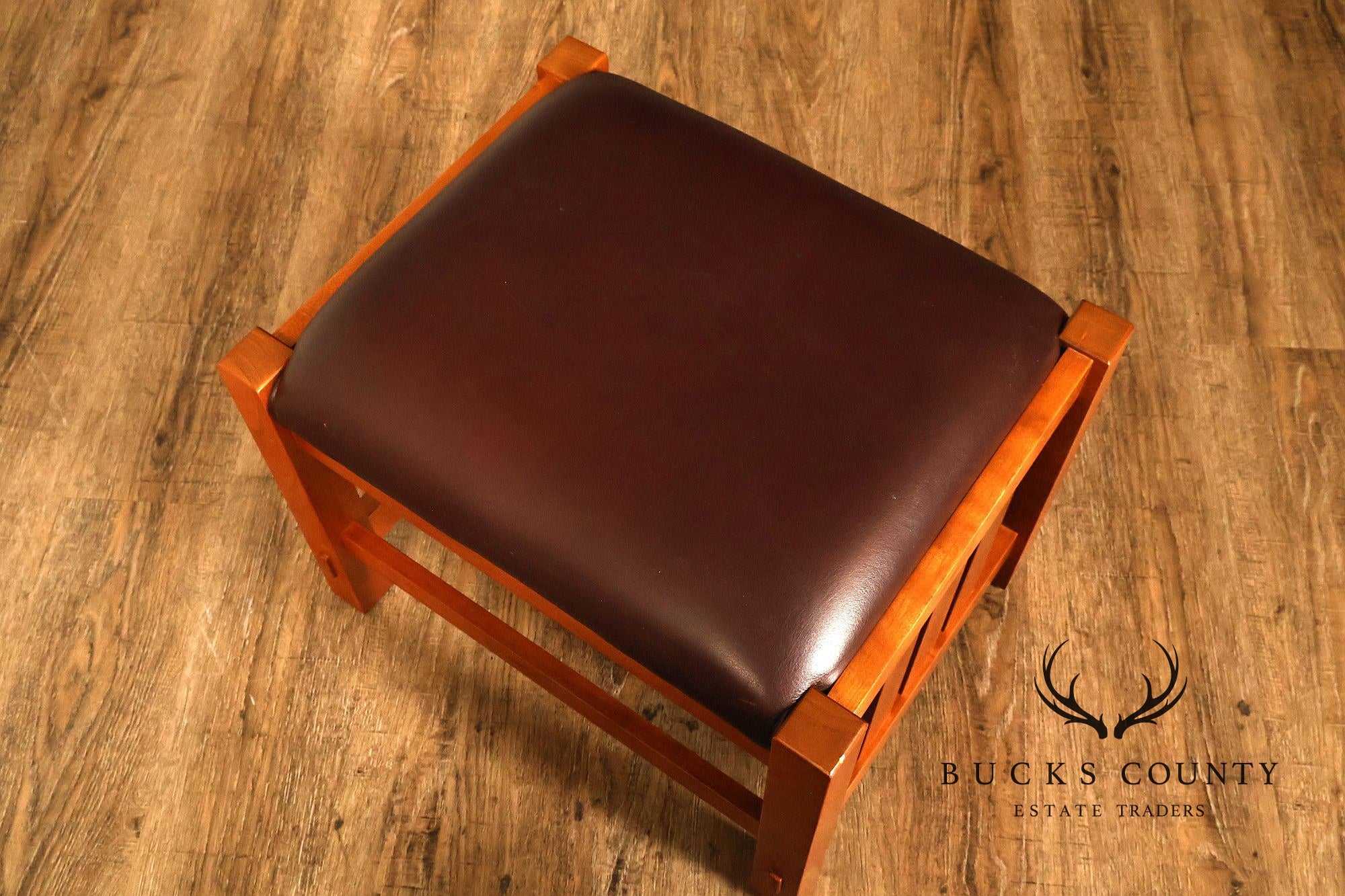Stickley Mission Collection Cherry and Leather Footstool