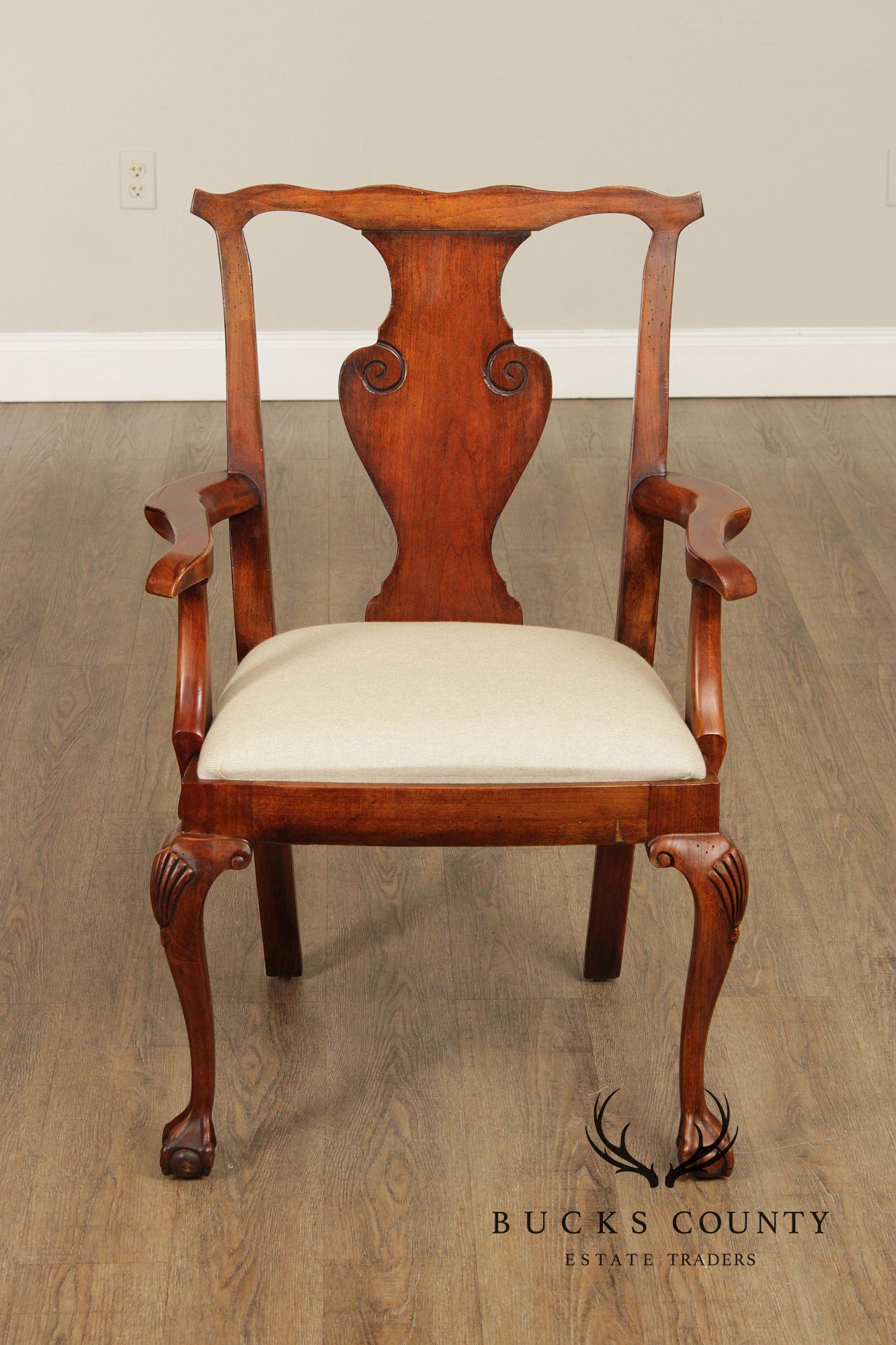 Ralph Lauren Georgian Style Set Of Eight Carved Dining Chairs