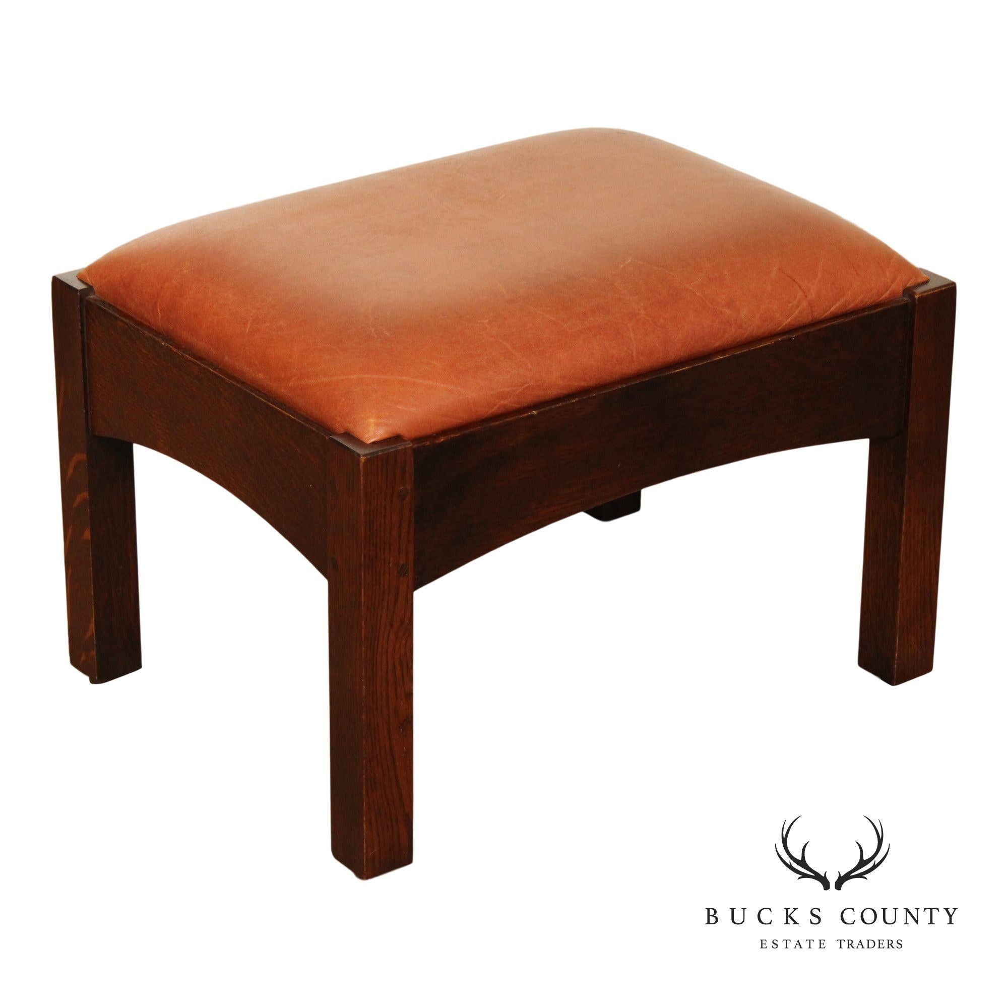 Stickley Mission Collection Oak and Leather Footstool