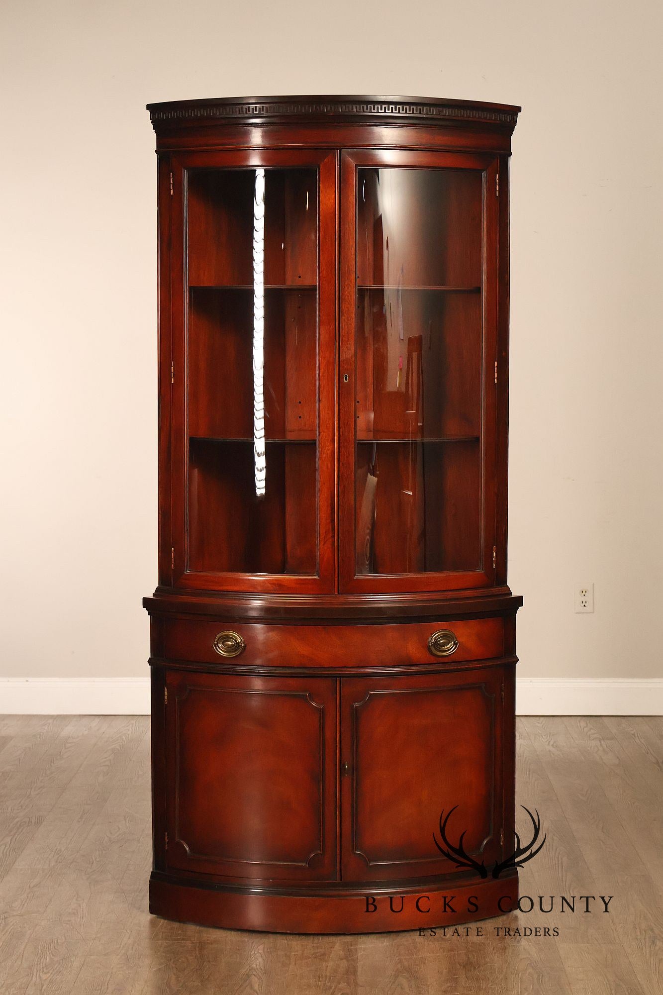 Drexel Travis Court Mahogany Bow Front Corner Cabinet