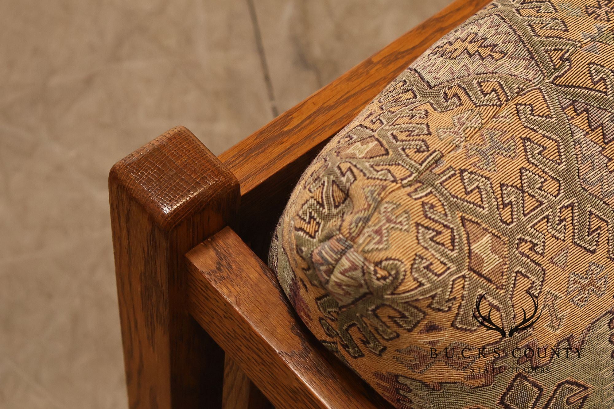 Stickley Mission Collection Oak Spindle Cube Lounge Chair