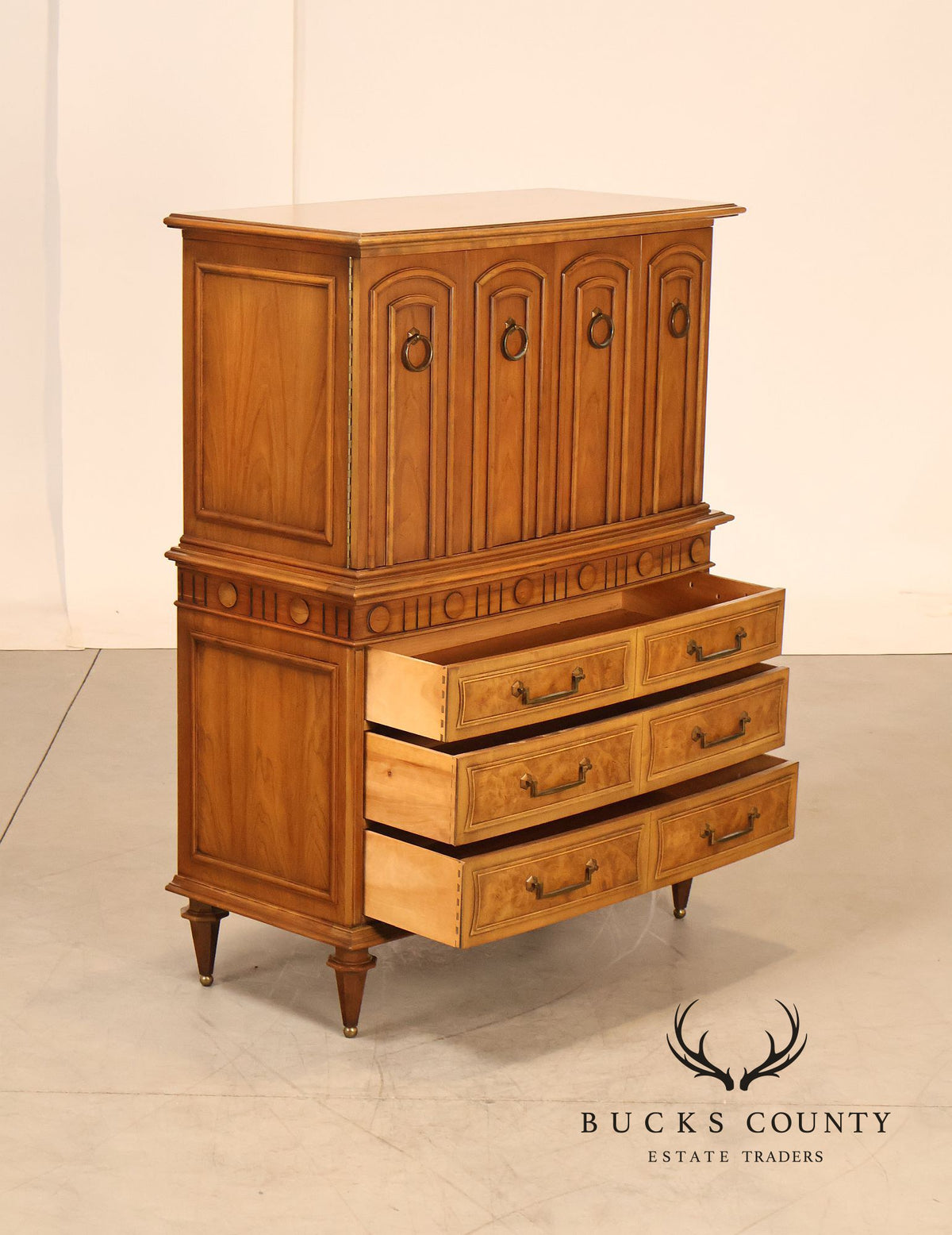 Vintage Neoclassical Style Burlwood Gentleman's Chest