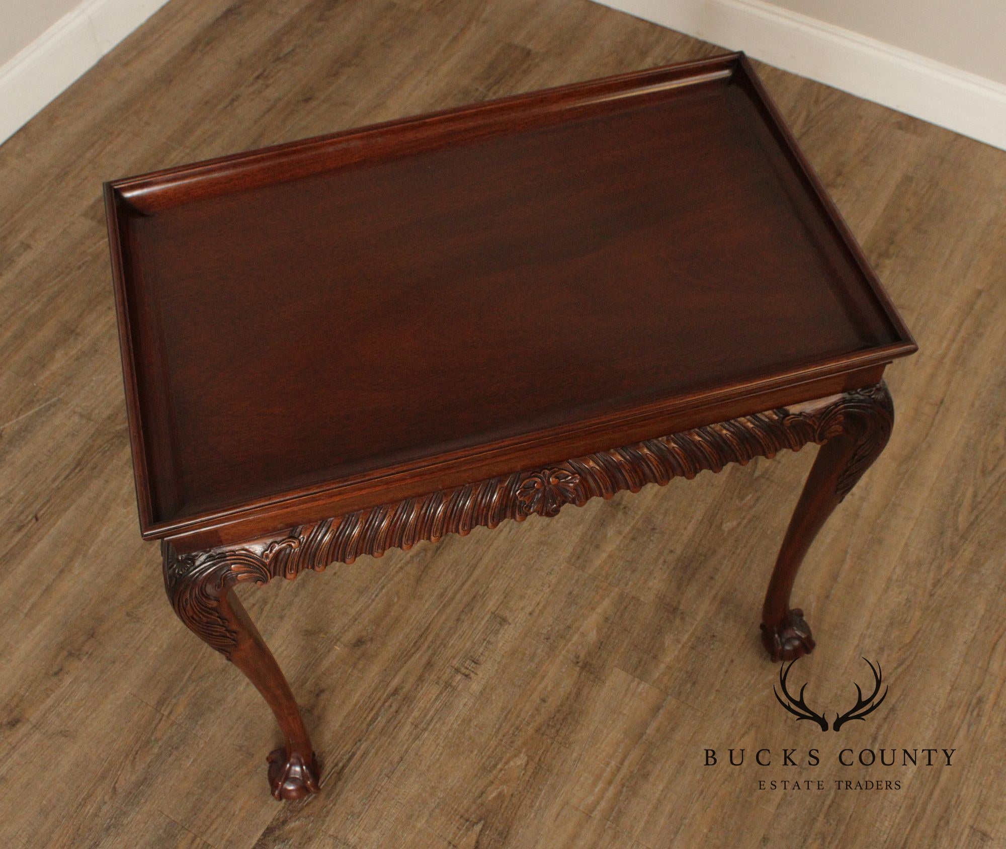 Kindel Chippendale Style Carved Mahogany Tea Table