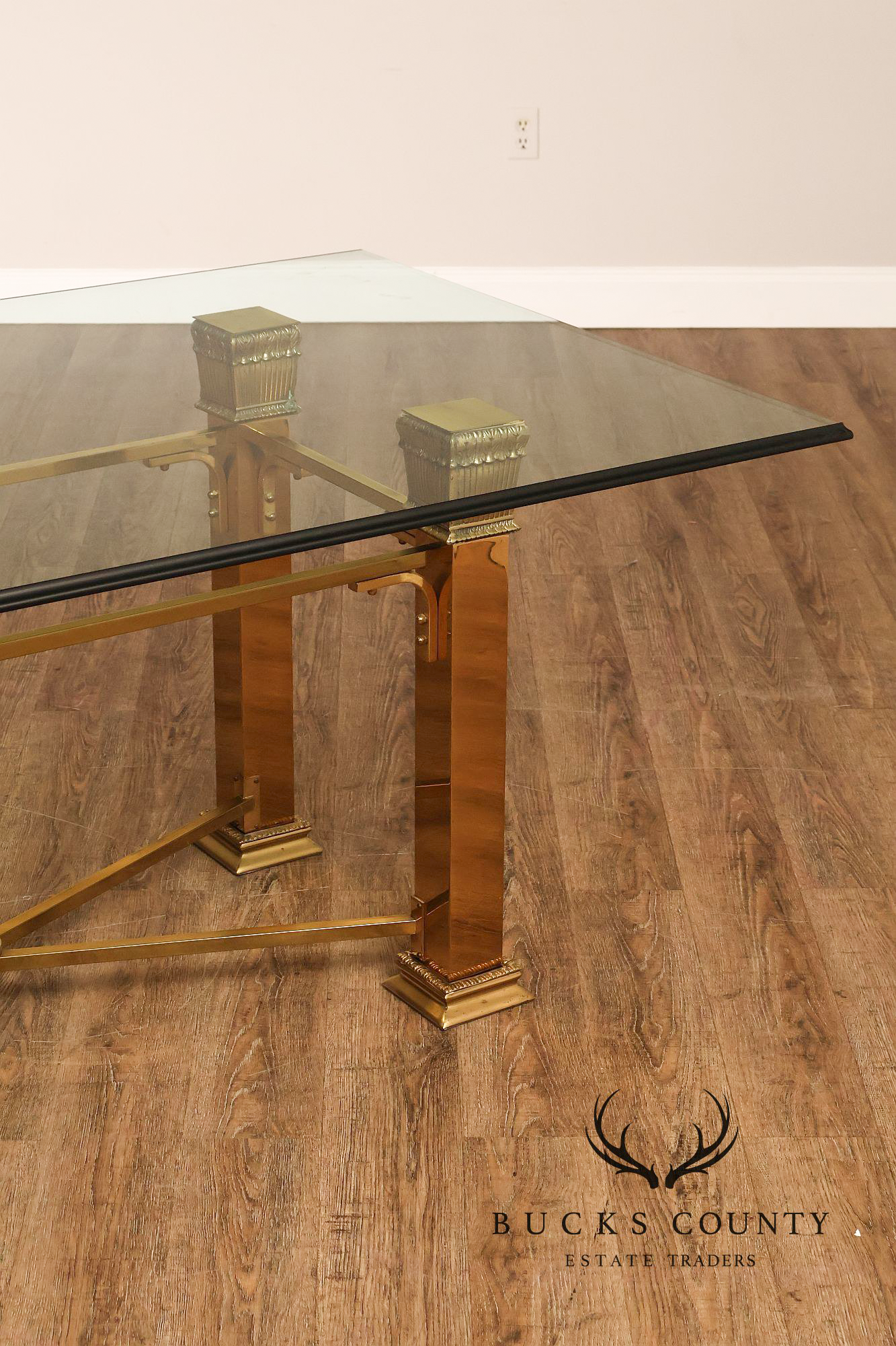 Hollywood Regency Brass & Glass Dining Table
