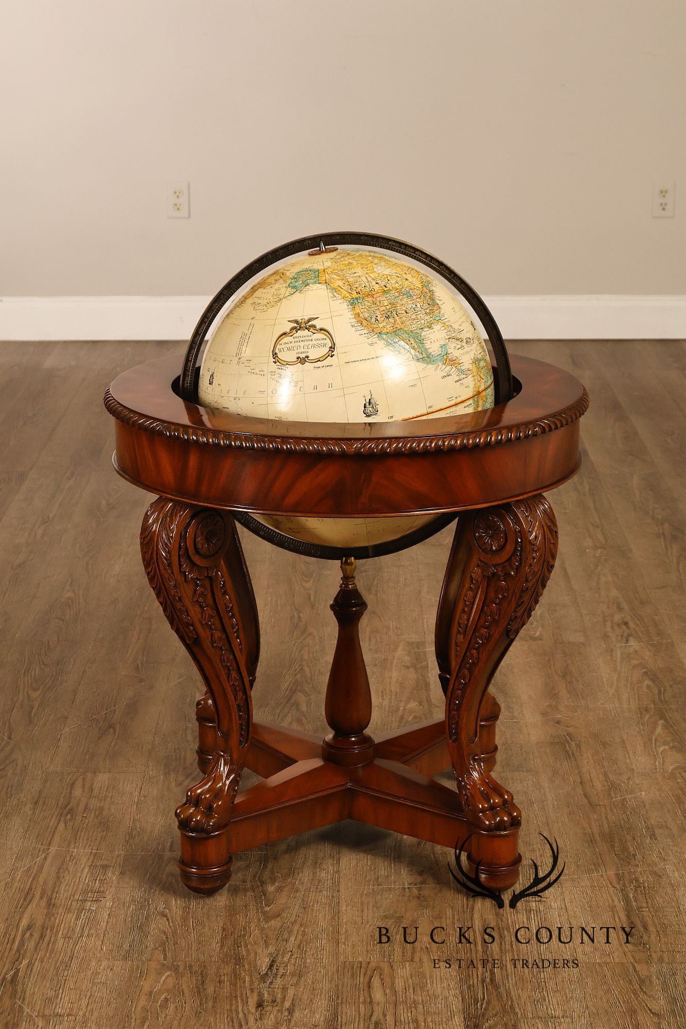 Maitland-Smith Mahogany Replogle World Globe Accent Table