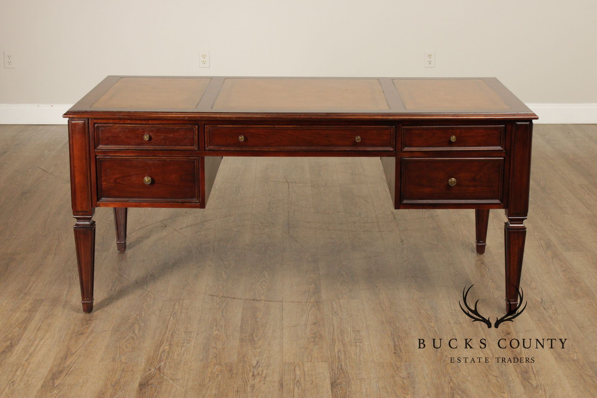 Ethan Allen Leather Top Cherry Executive Writing Desk