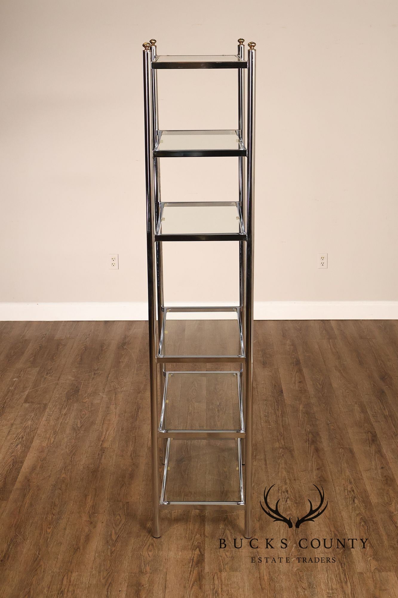 Italian Regency Style Chrome and Glass Etagere Shelf