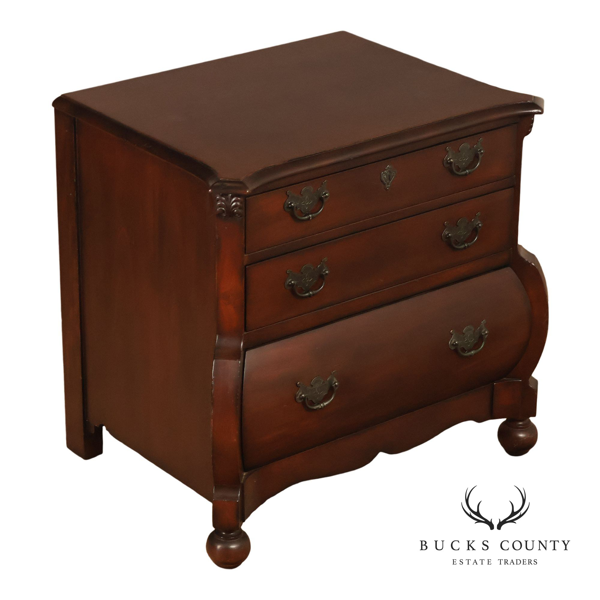 Ralph Lauren Signed Mahogany Bombe Chest Of Drawers