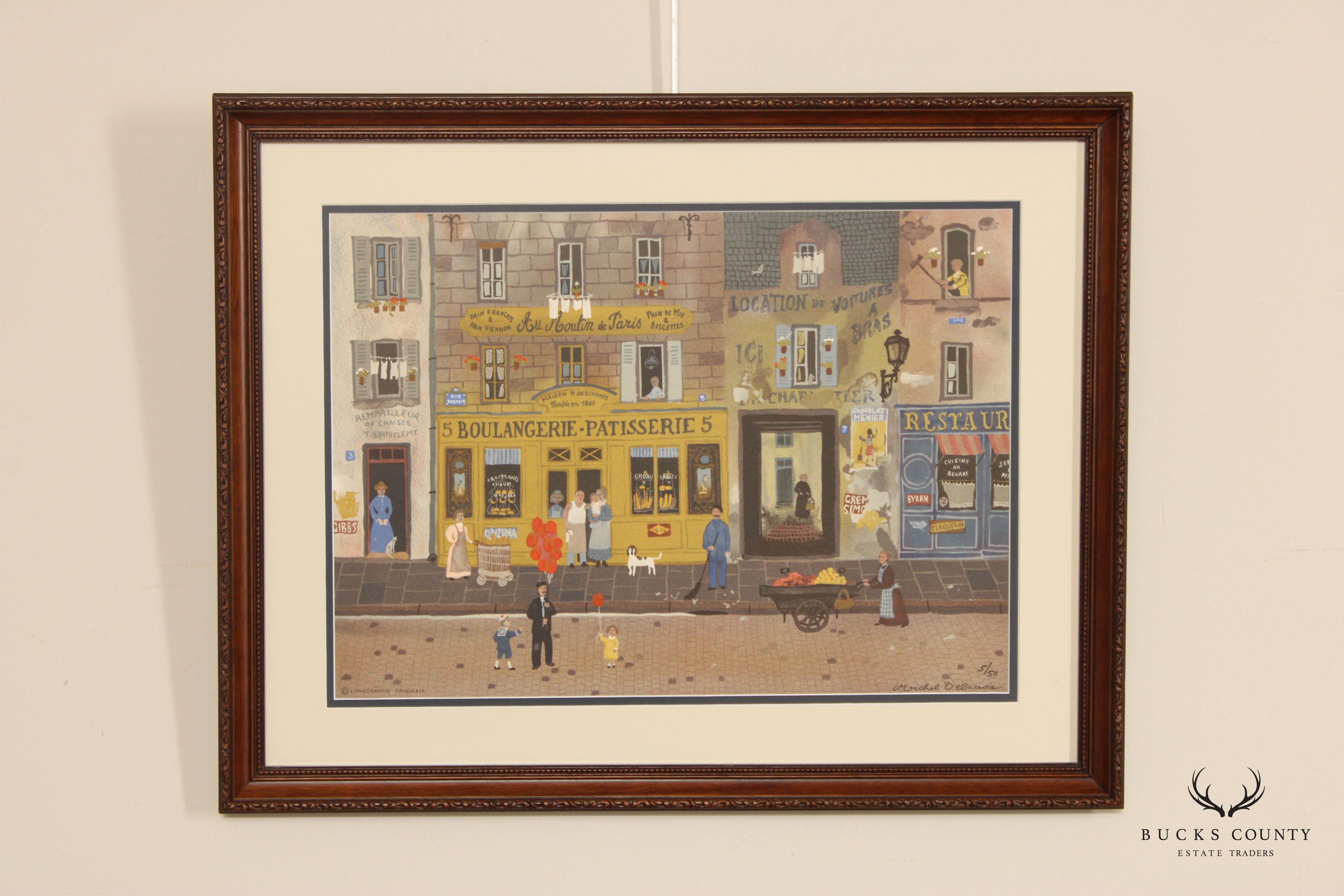 Michel Delacroix 'Au Moulin de Paris' Framed Original Lithograph