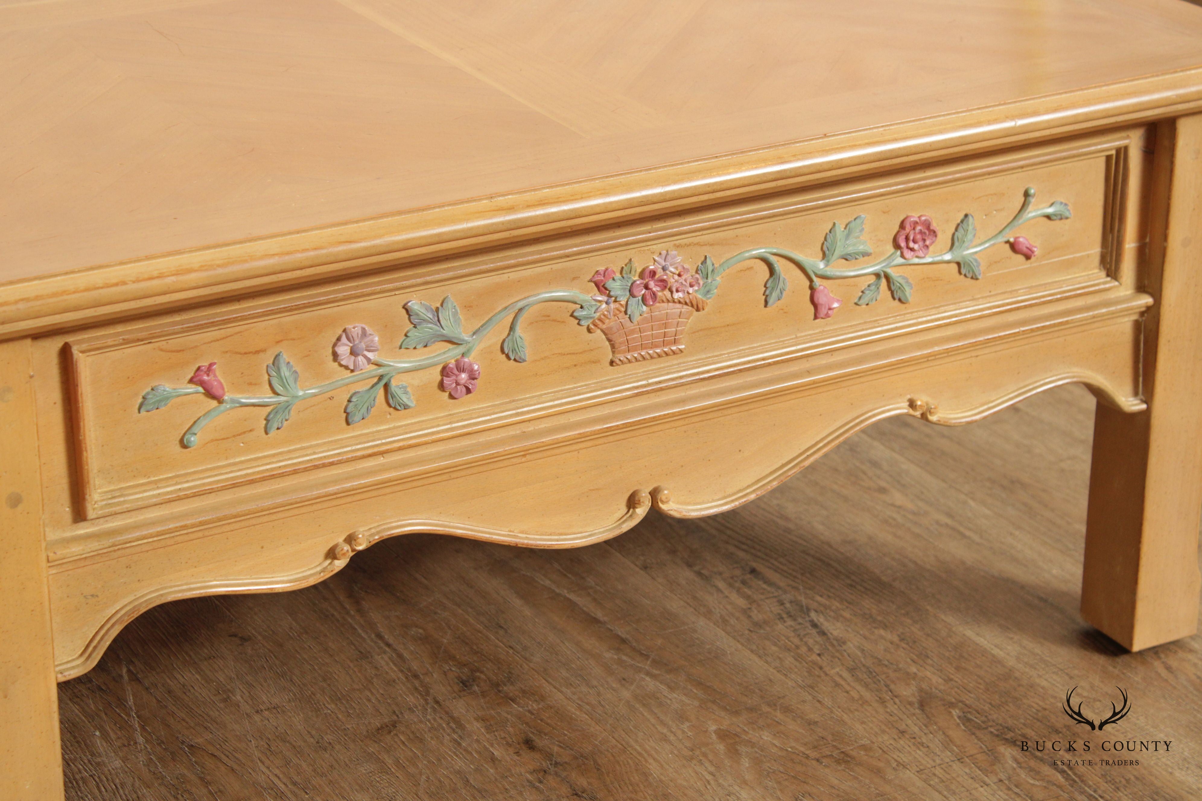 The Guild Hall French Country Style Carved and Painted Coffee Table
