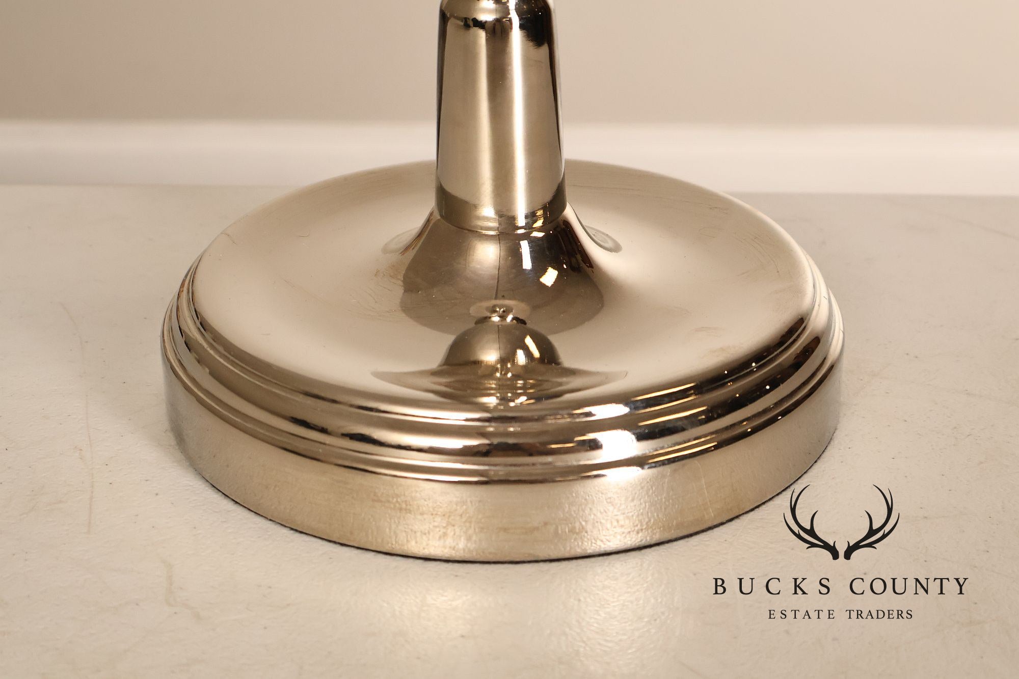 Ralph Lauren Pair of Chrome Candlestick Table Lamps