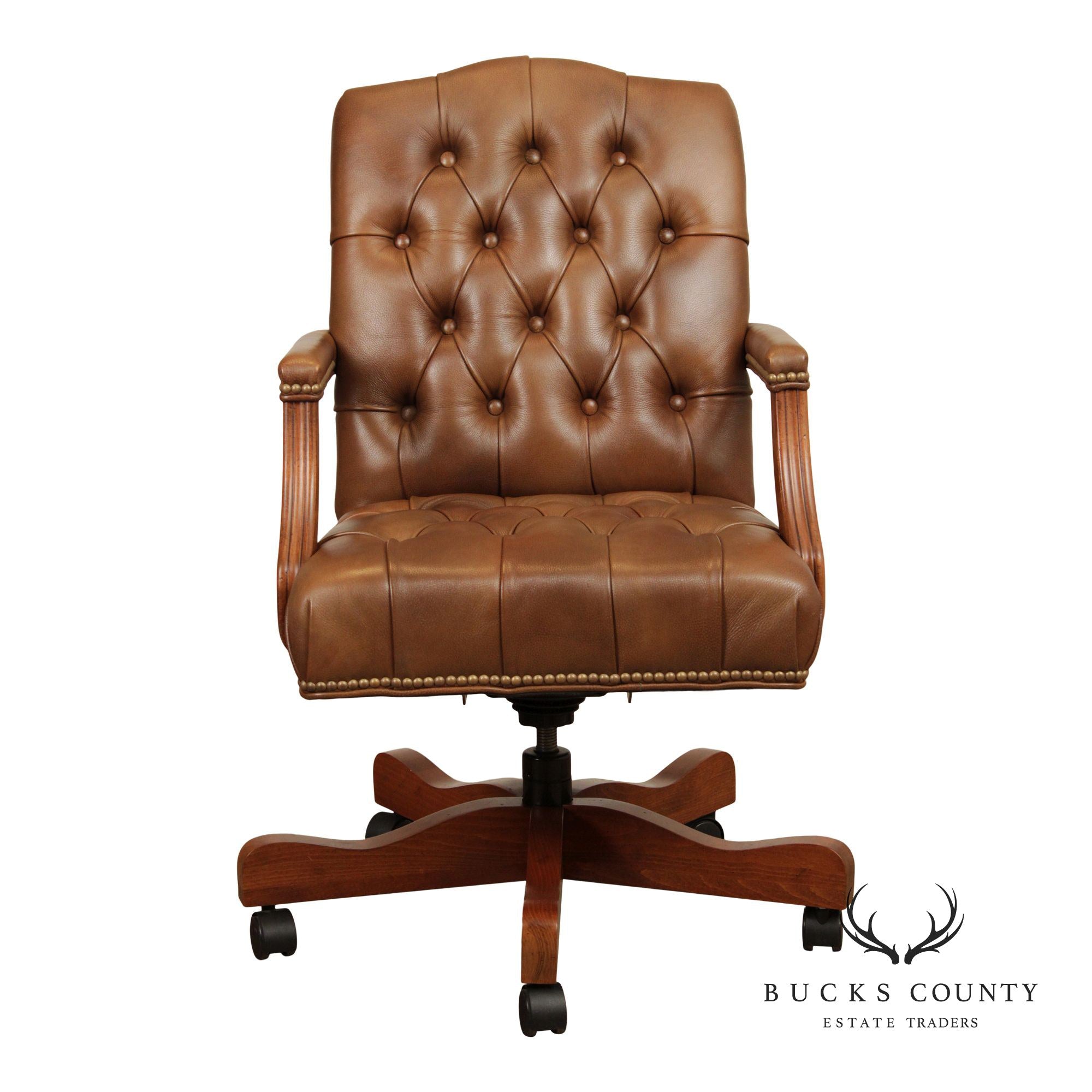 Ethan Allen Tufted Leather Desk Chair