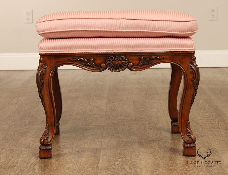 Karges French Louis XV Style Pair Of Carved Walnut Benches Or Stools