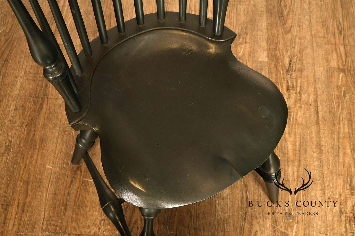 River Bend Chair Co. Set Of Eight Dark Green Painted Comb Back Windsor Dining Chairs