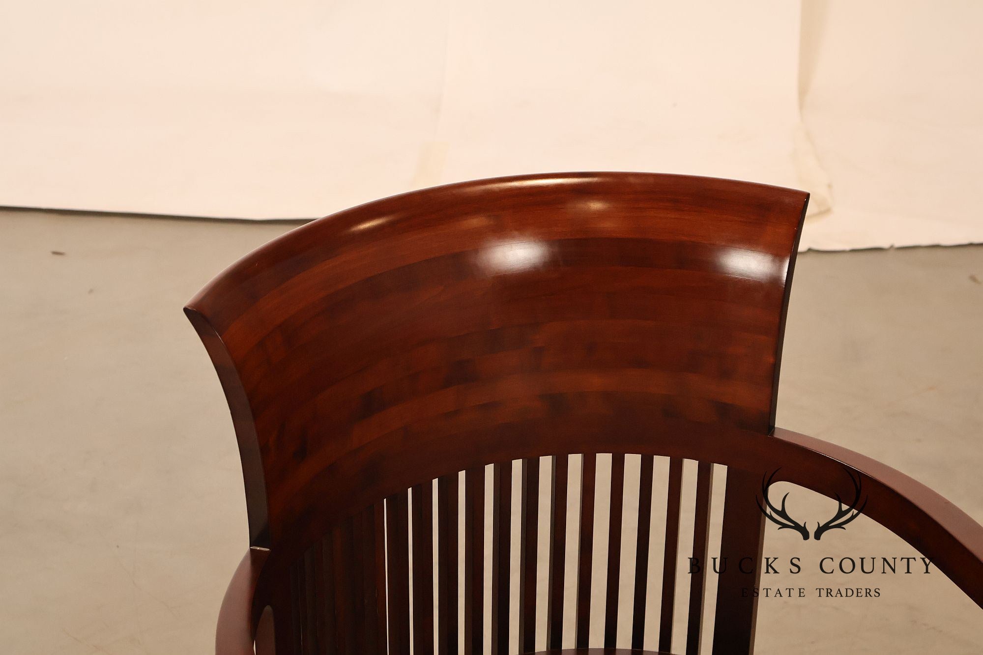 Cassina Frank Lloyd Wright Model 606 Set Of Six Cherry Barrel Dining Armchairs