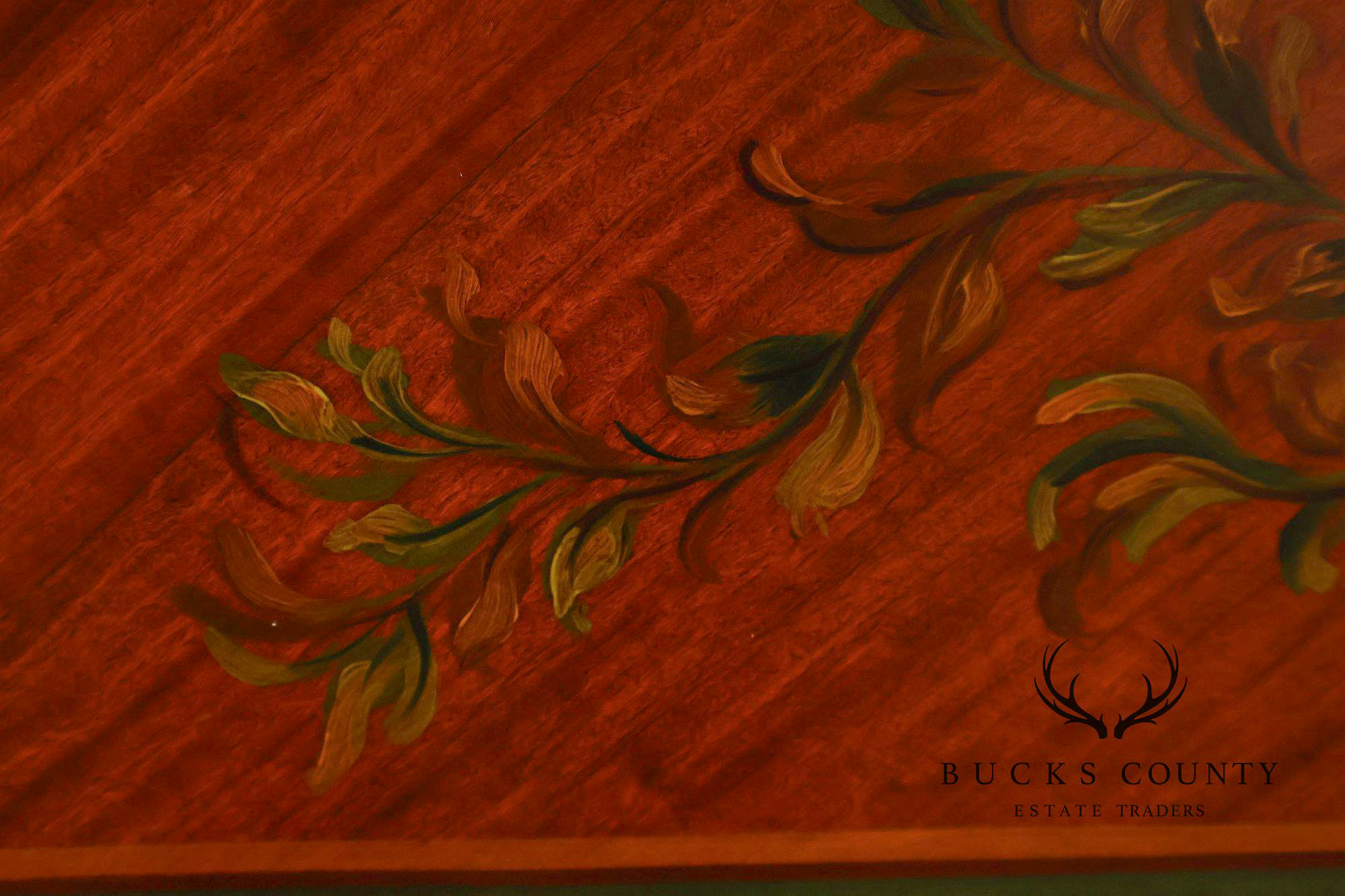 Edwardian Paint Decorated Satinwood Twin Headboard